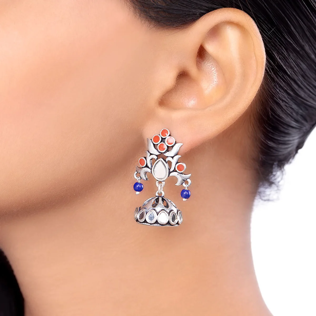Kesar Mirrored Jhumka Earrings - Image 2