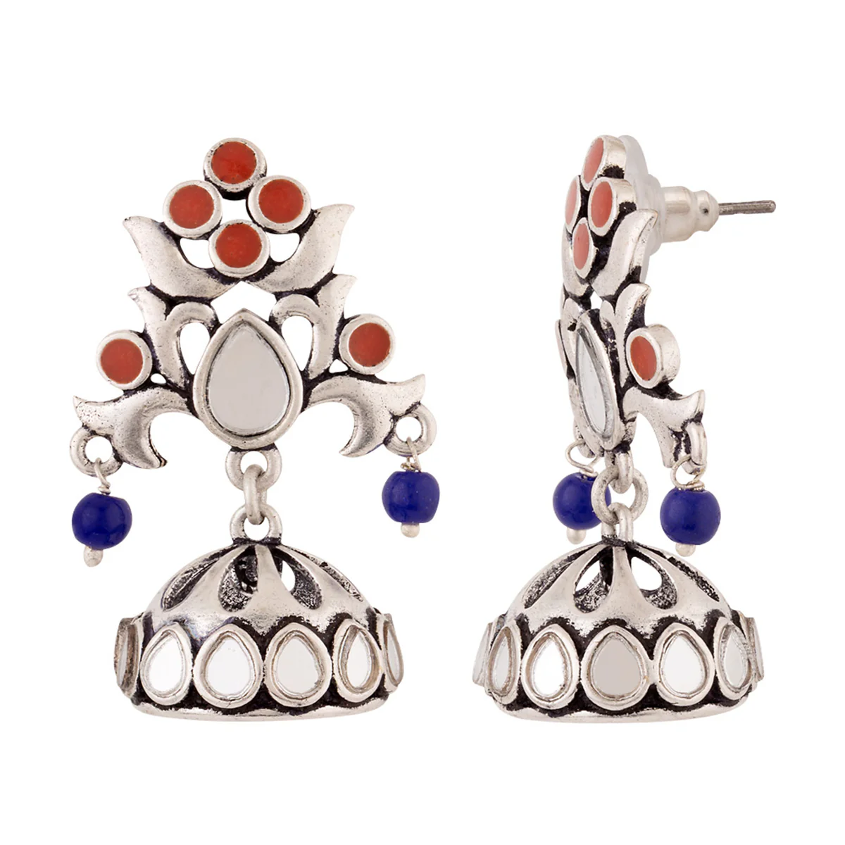 Kesar Mirrored Jhumka Earrings - Image 4