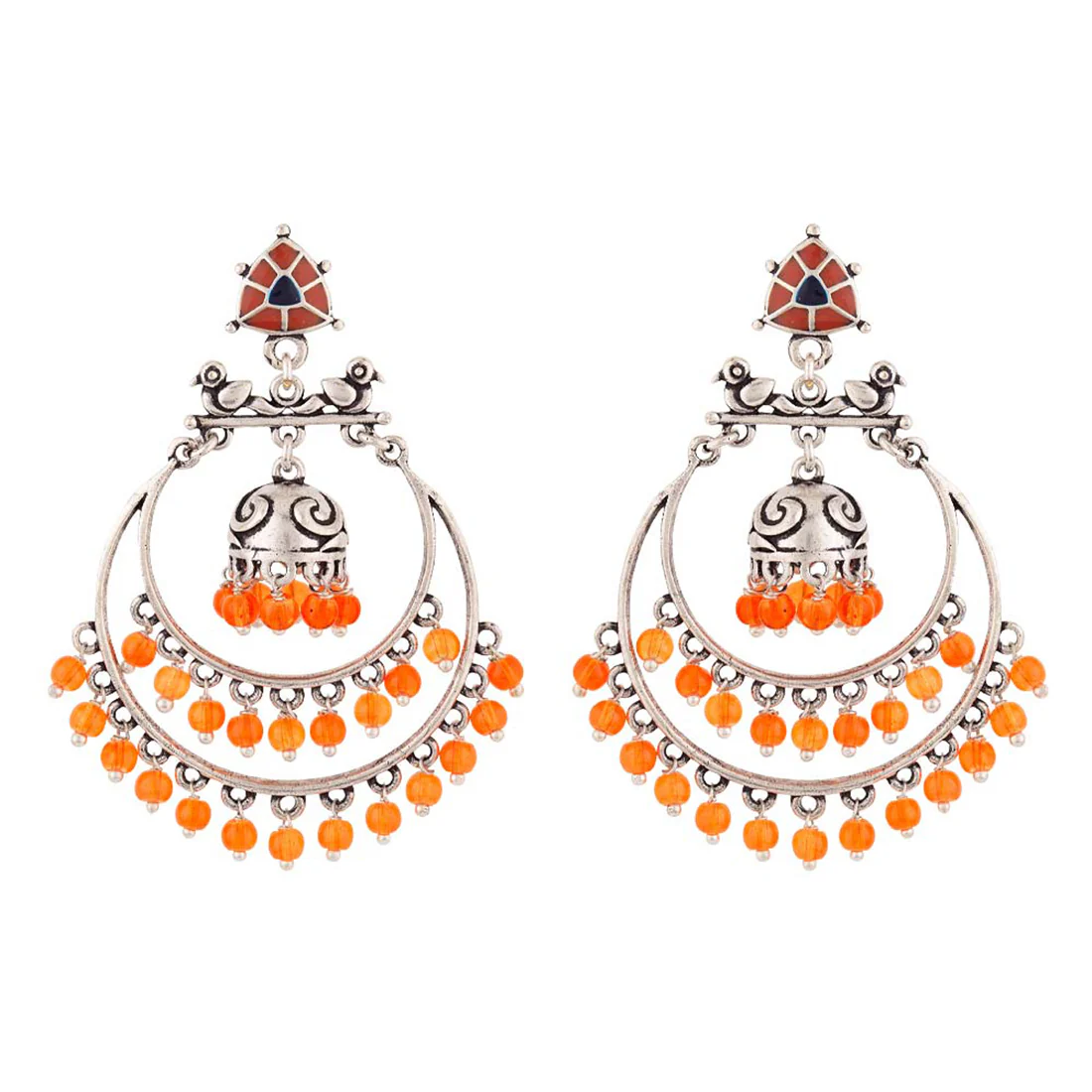 Kesar Orange Beads Hoop Earrings - Image 3