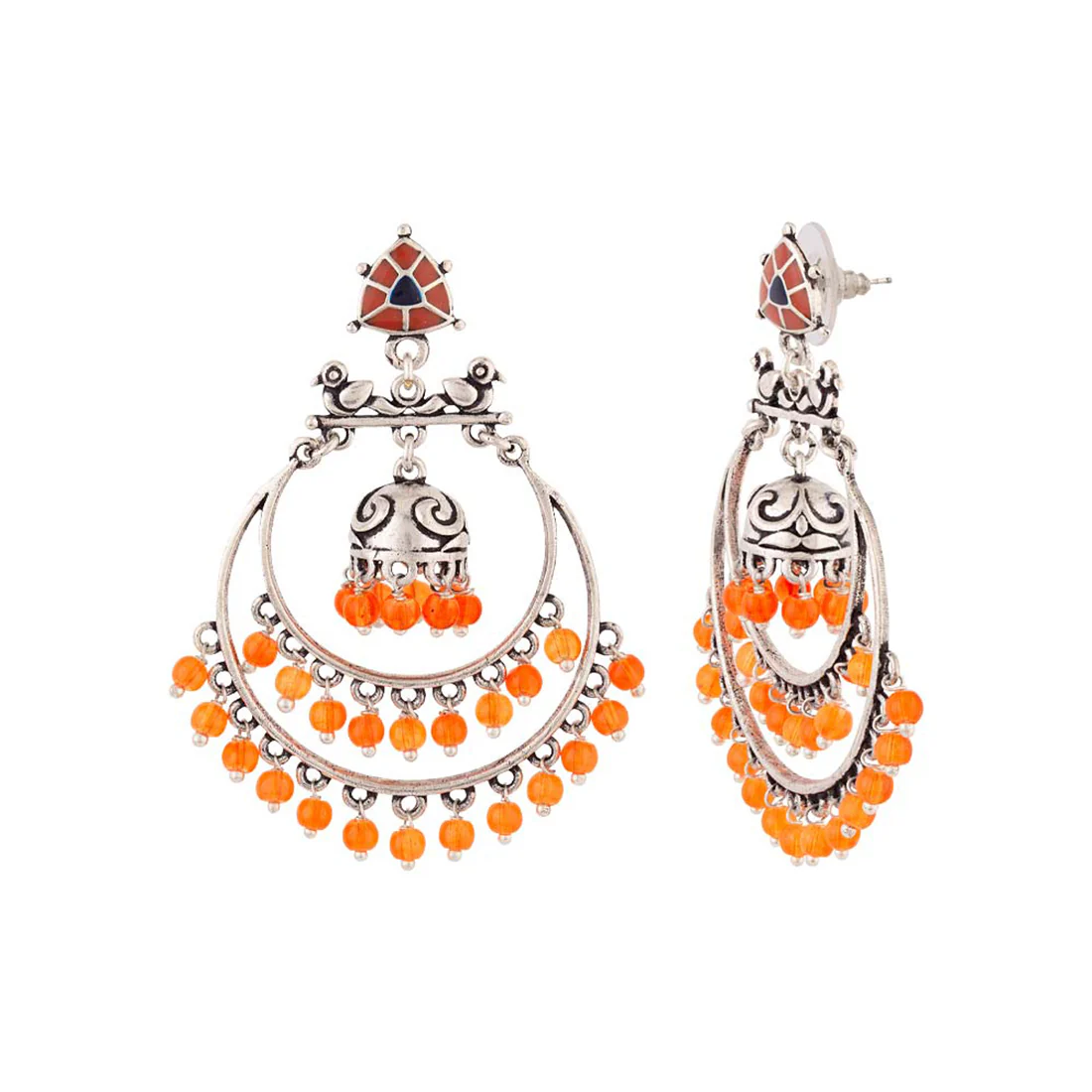 Kesar Orange Beads Hoop Earrings - Image 4