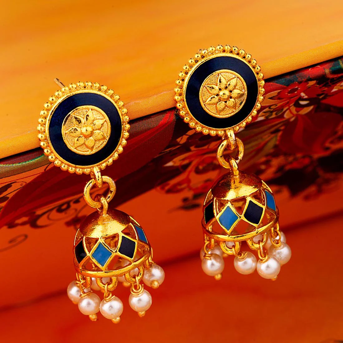 Khanak Jhumki Enameled Jhumka Earrings