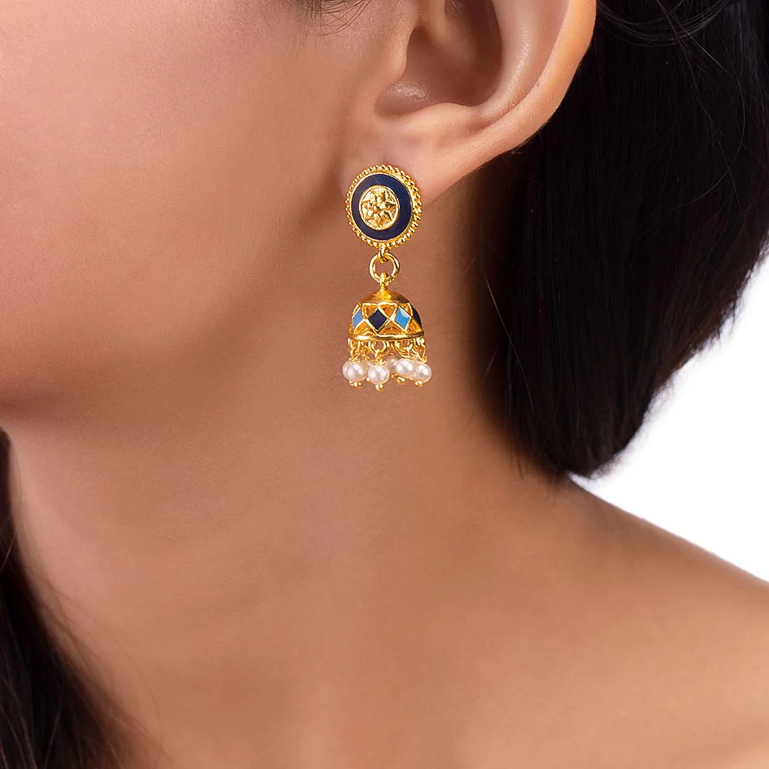 Khanak Jhumki Enameled Jhumka Earrings - Image 2