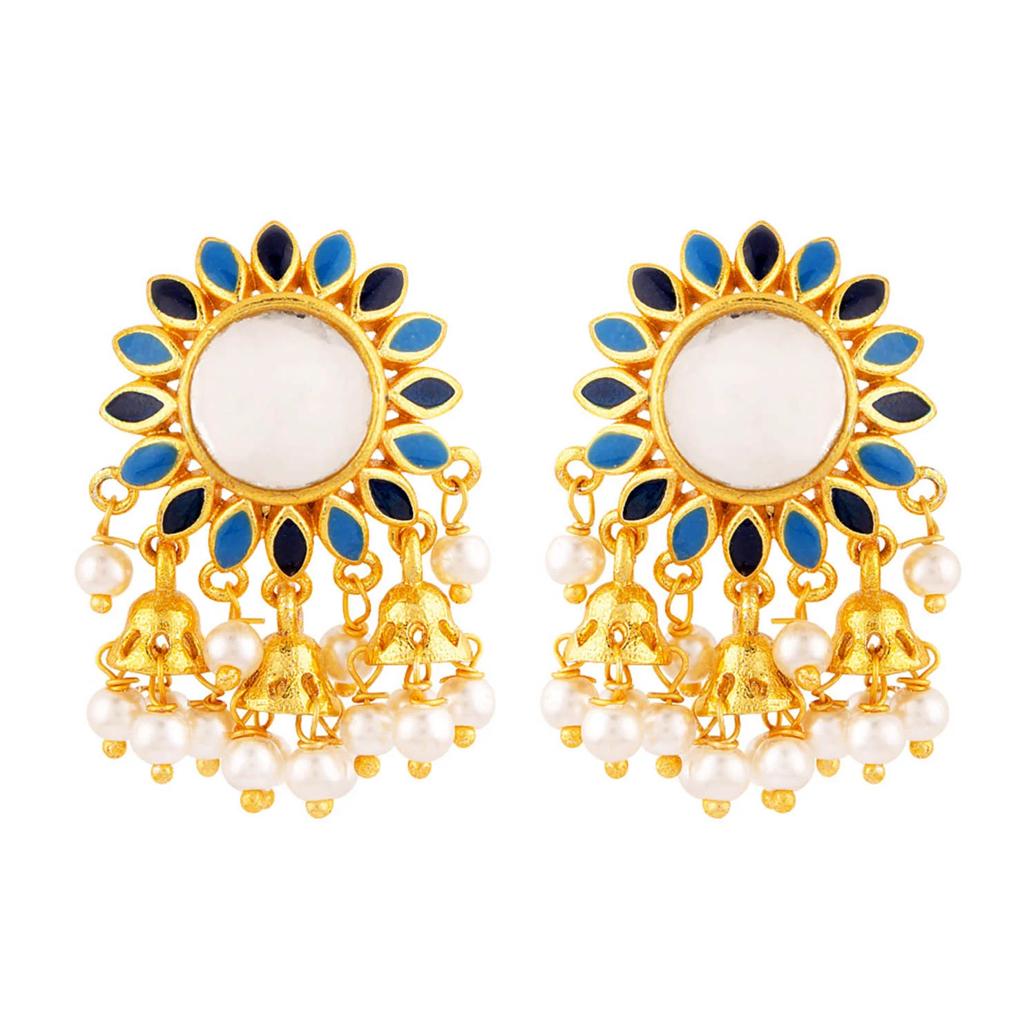 Khanak Jhumki Faux Pearls Stud Earrings - Image 3