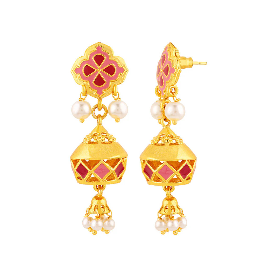 Khanak Jhumki Lattice Design Earrings - Image 4