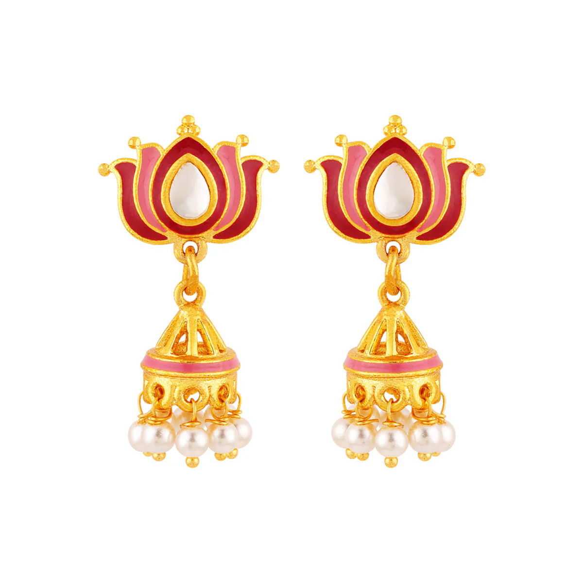 Khanak Jhumki Lotus Jhumka Earrings - Image 3