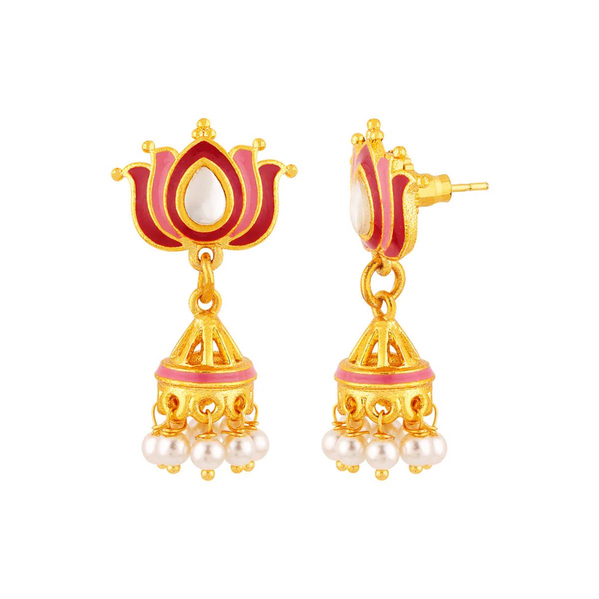 Khanak Jhumki Lotus Jhumka Earrings - Image 4