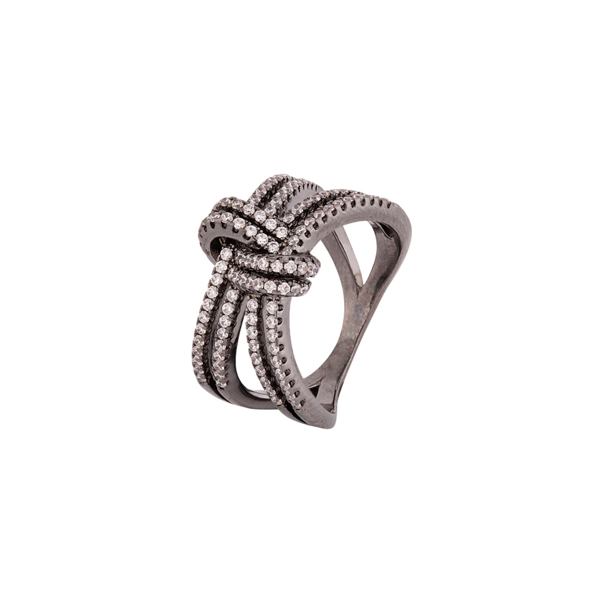 Knotted Style American Diamond Gems Adorned Ring - Image 3
