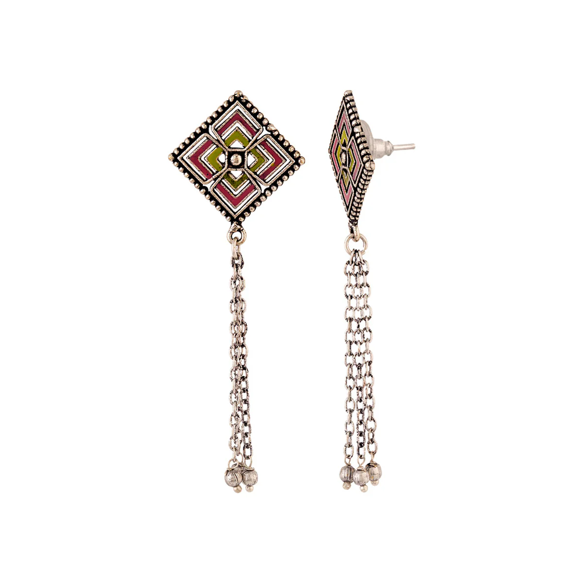 Kolam Art Tassels Drop Pendant Set - Image 5