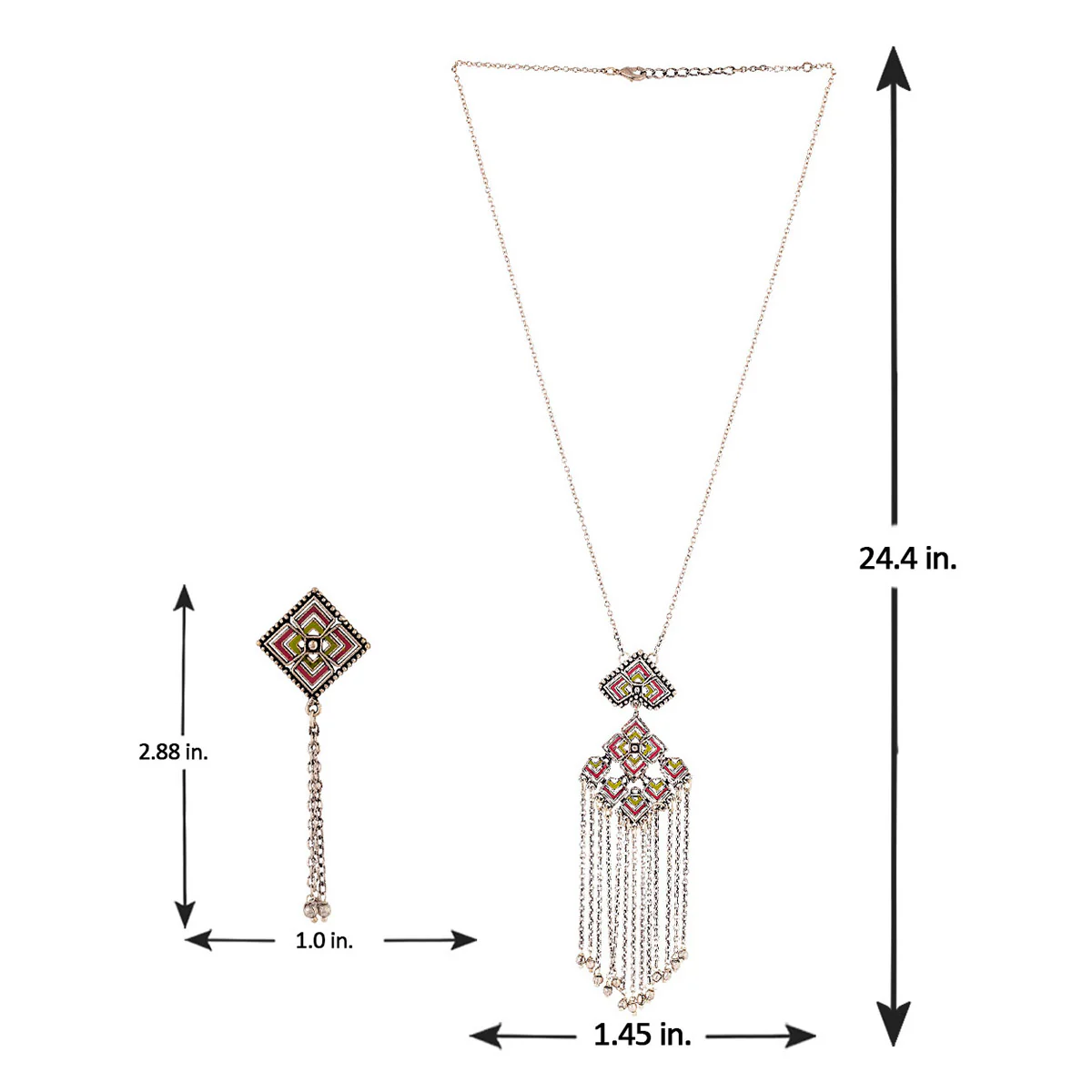 Kolam Art Tassels Drop Pendant Set - Image 6