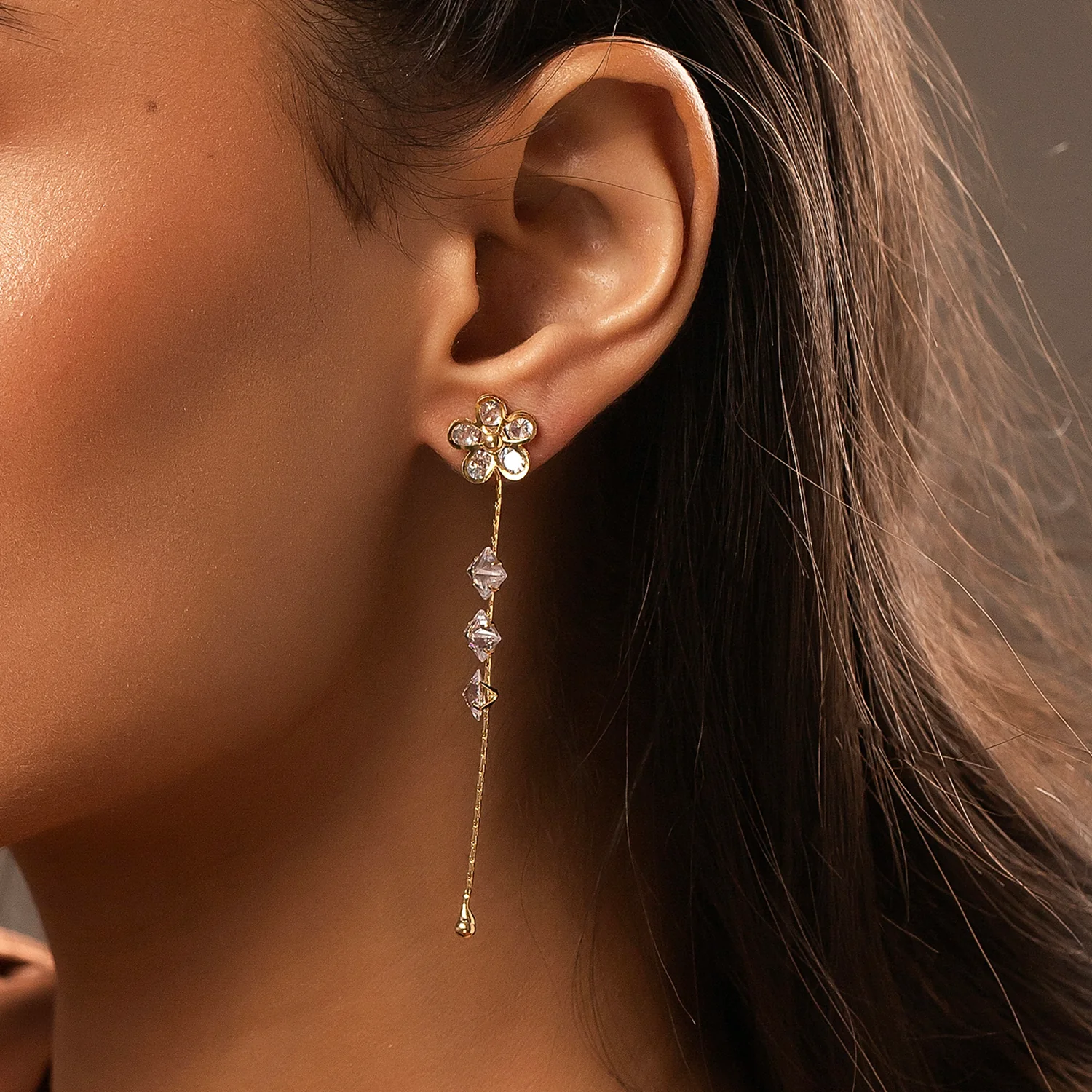Korean Bling Blossom Glow Dangler Earrings - Image 2