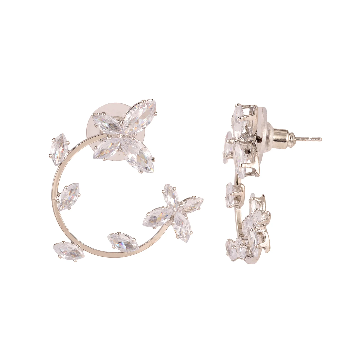 Korean Bling Daisy Dream Crystal Hoop Earrings - Image 4
