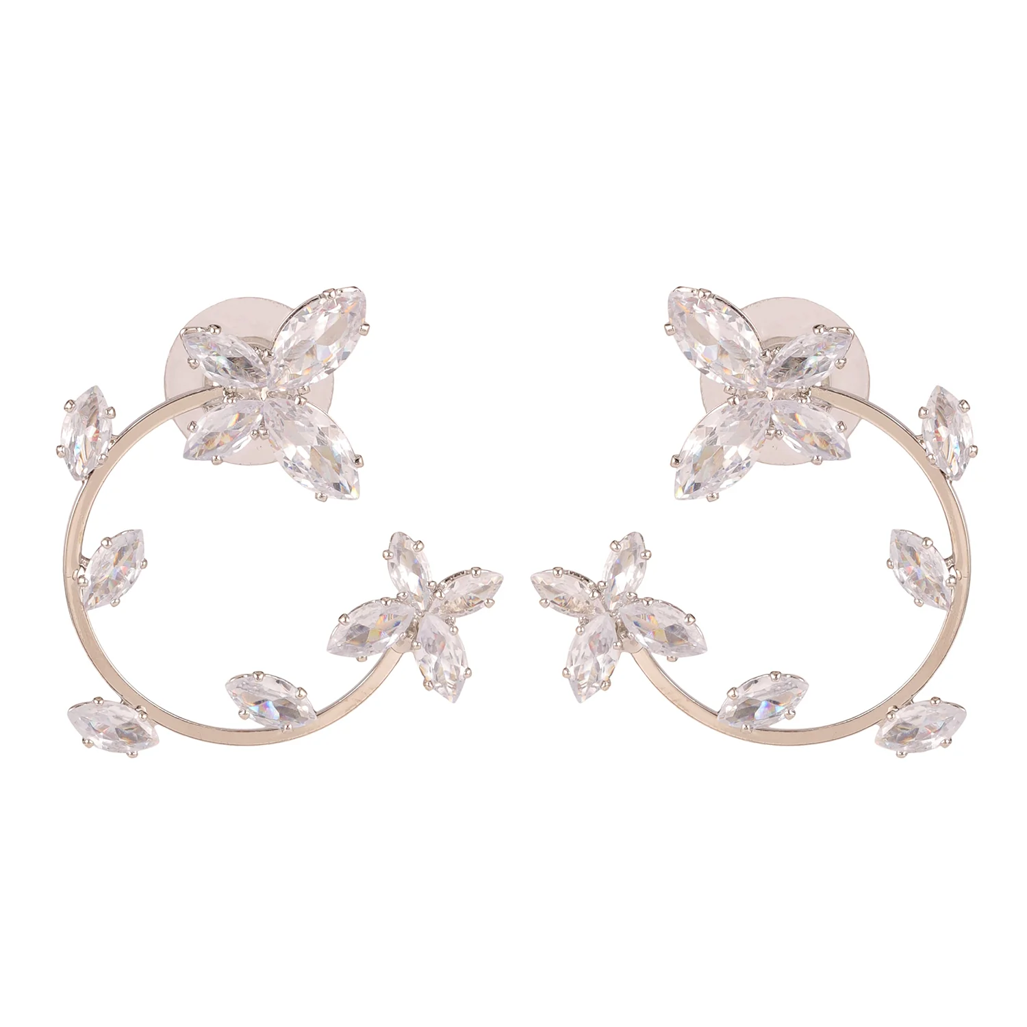 Korean Bling Daisy Dream Crystal Hoop Earrings - Image 5