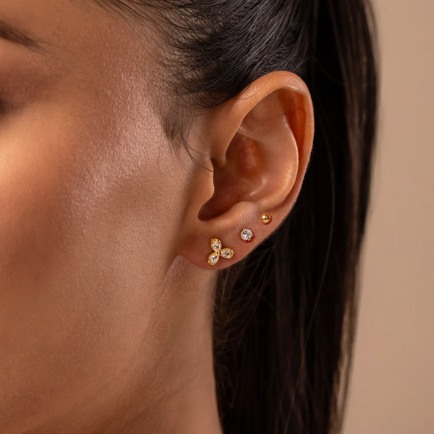 Korean Bling Everyday Glam Trio Earrings Combo | Helix Earrings| - Image 2