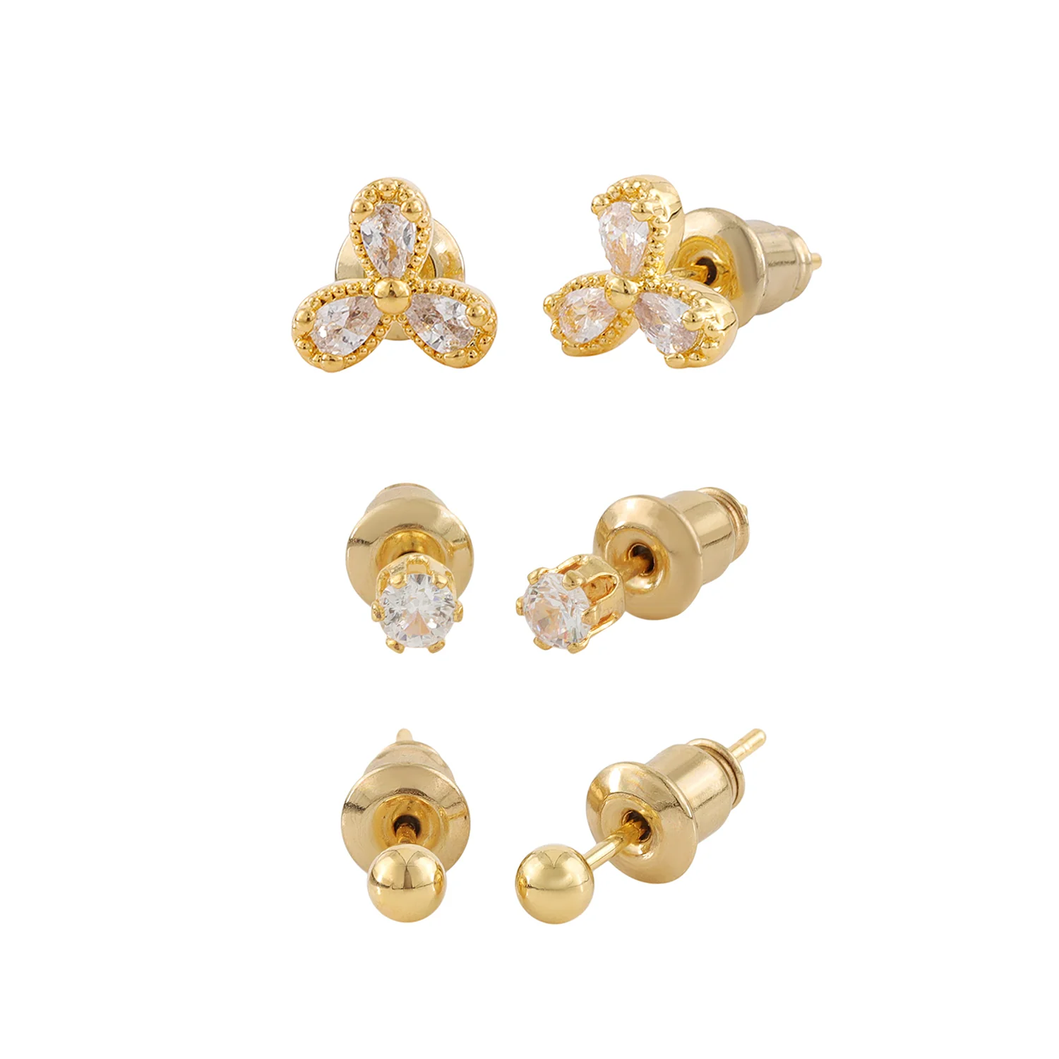 Korean Bling Everyday Glam Trio Earrings Combo | Helix Earrings| - Image 4