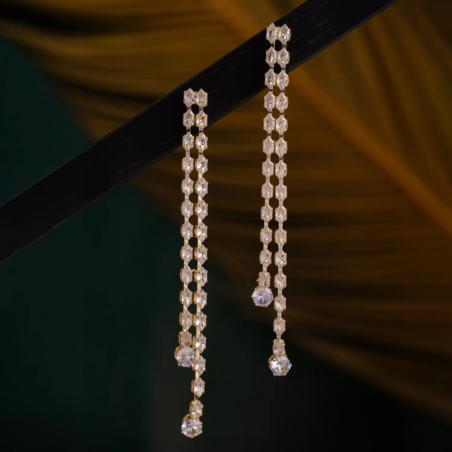 Korean Bling Golden Gleam Earrings