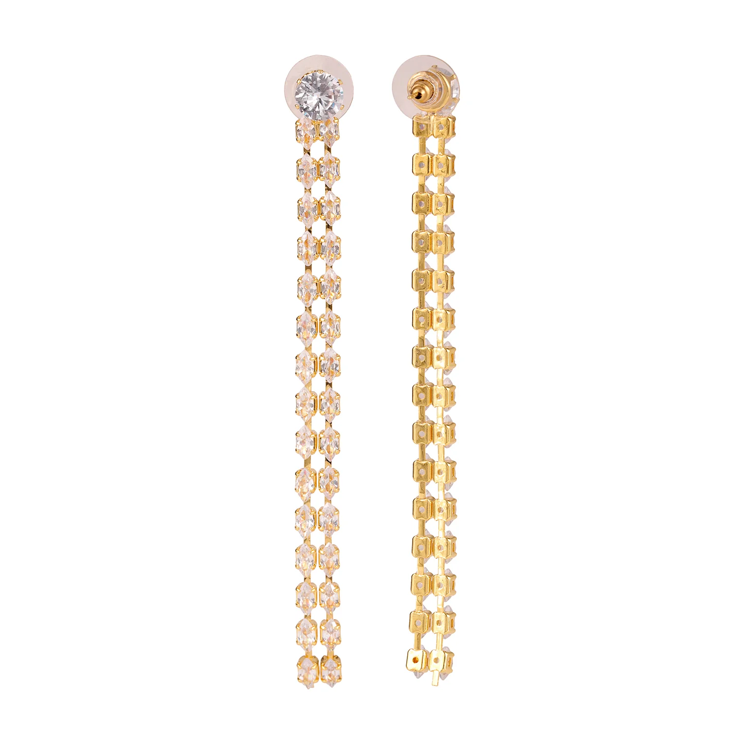 Korean Bling Golden Glitter Rainfall Earrings - Image 4