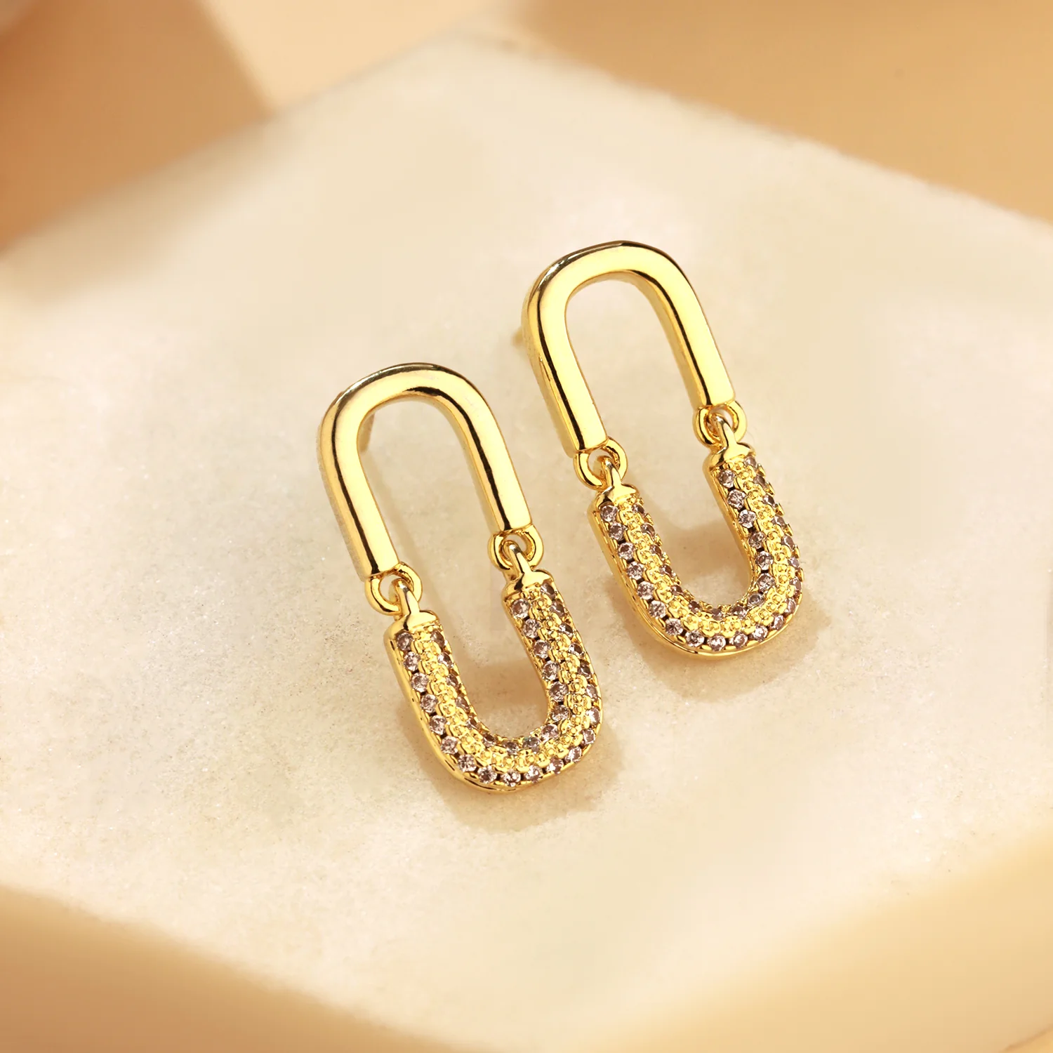 Korean Bling Golden Loop Drop Earrings