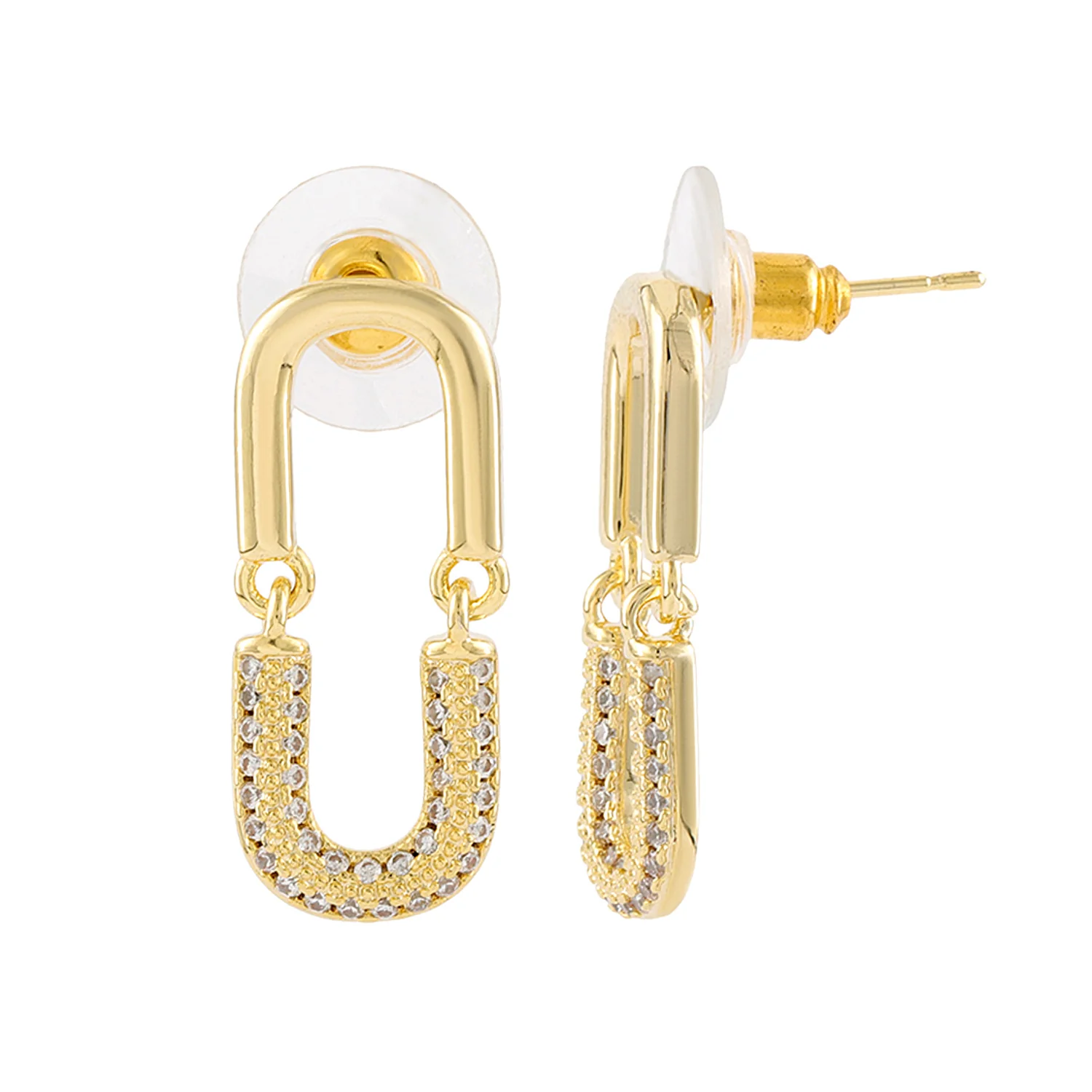 Korean Bling Golden Loop Drop Earrings - Image 4