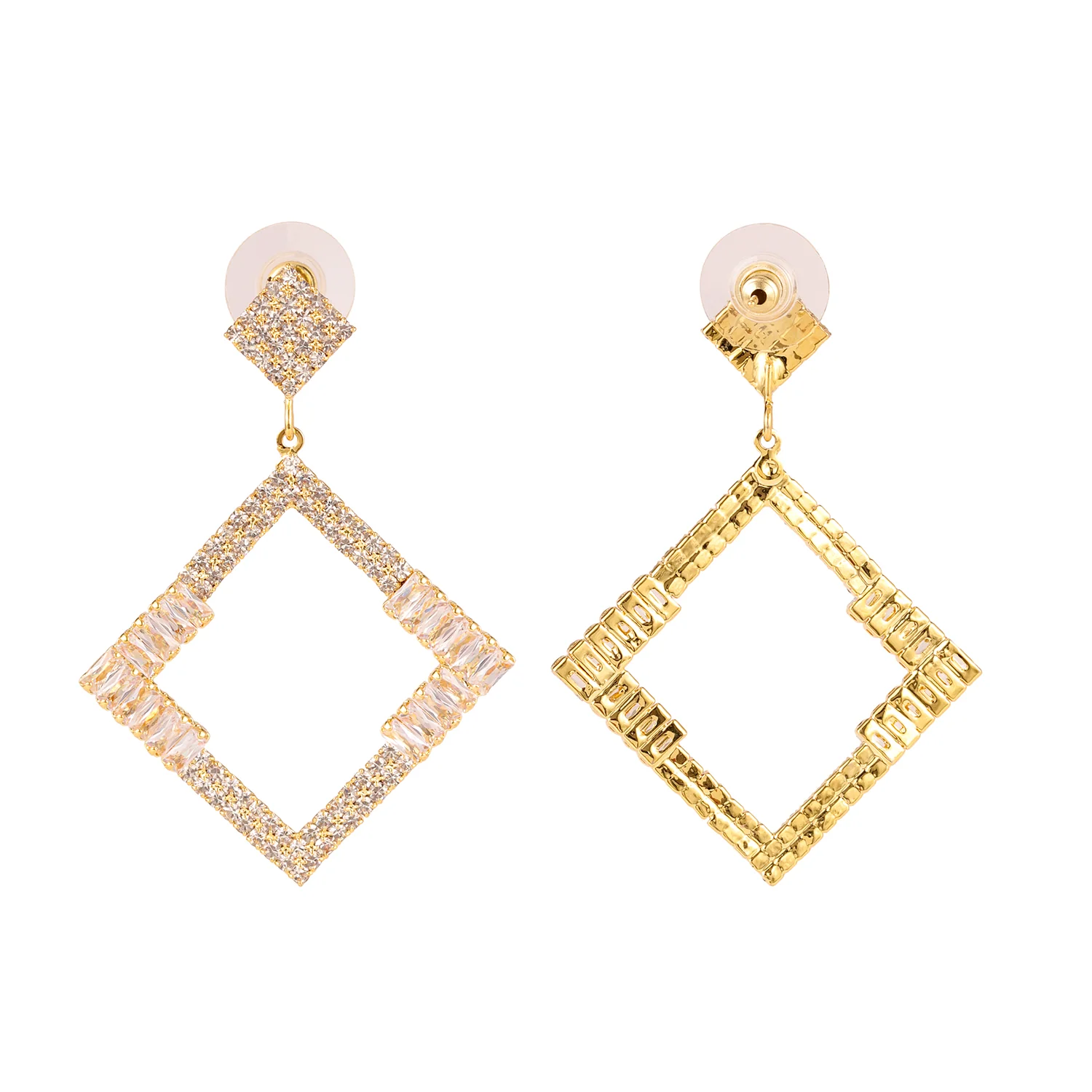 Korean Bling Golden Prism Statement Earrings - Image 6