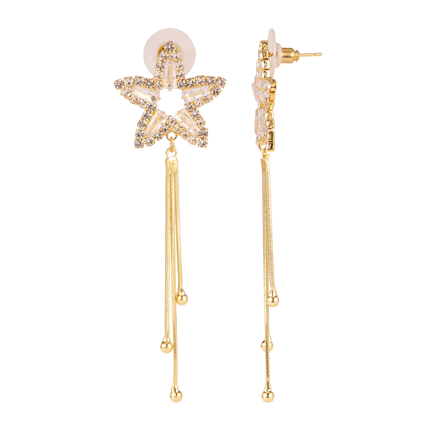 Korean Bling Golden Starfall Earrings - Image 4