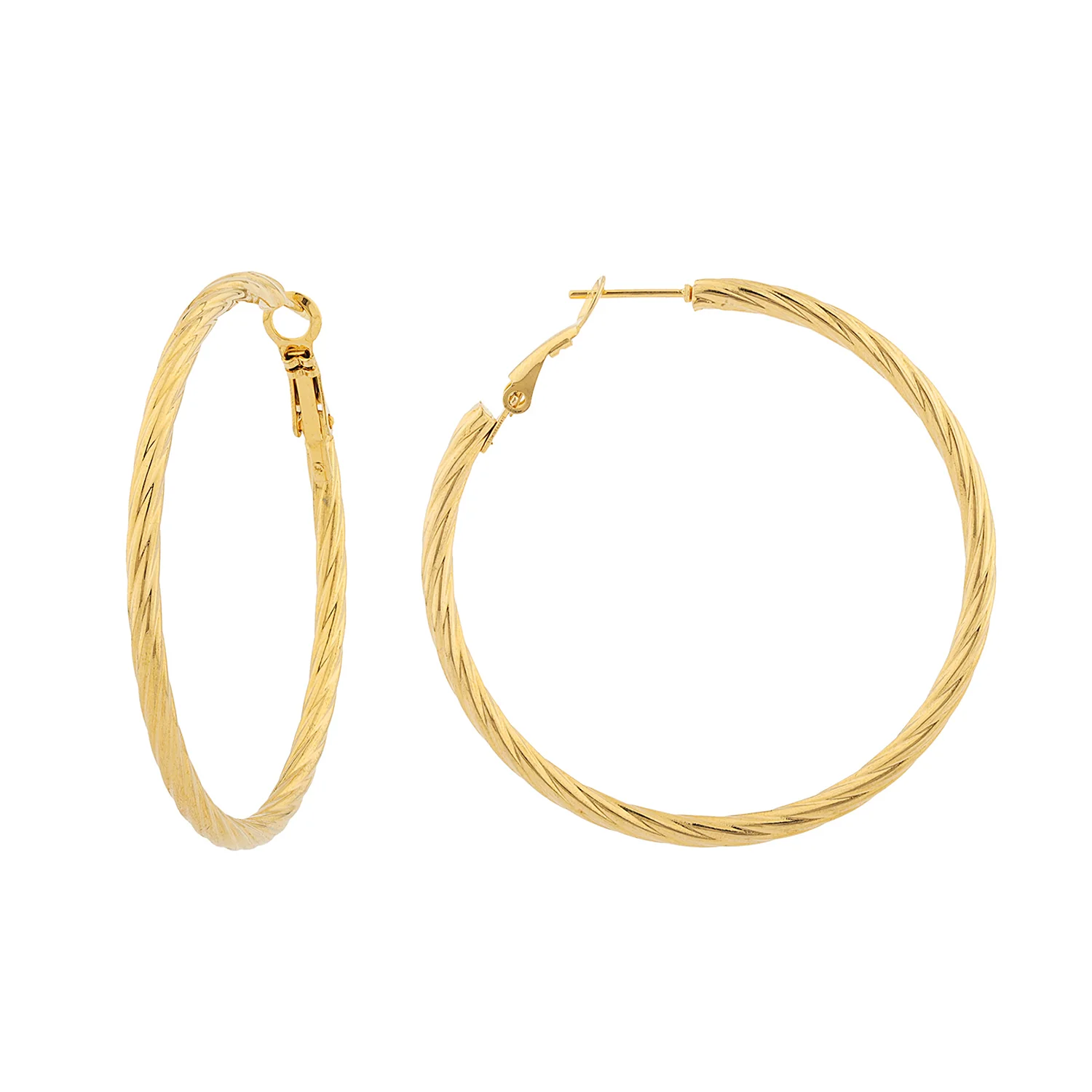 Korean Bling Golden Wave Hoops Earrings - Image 3