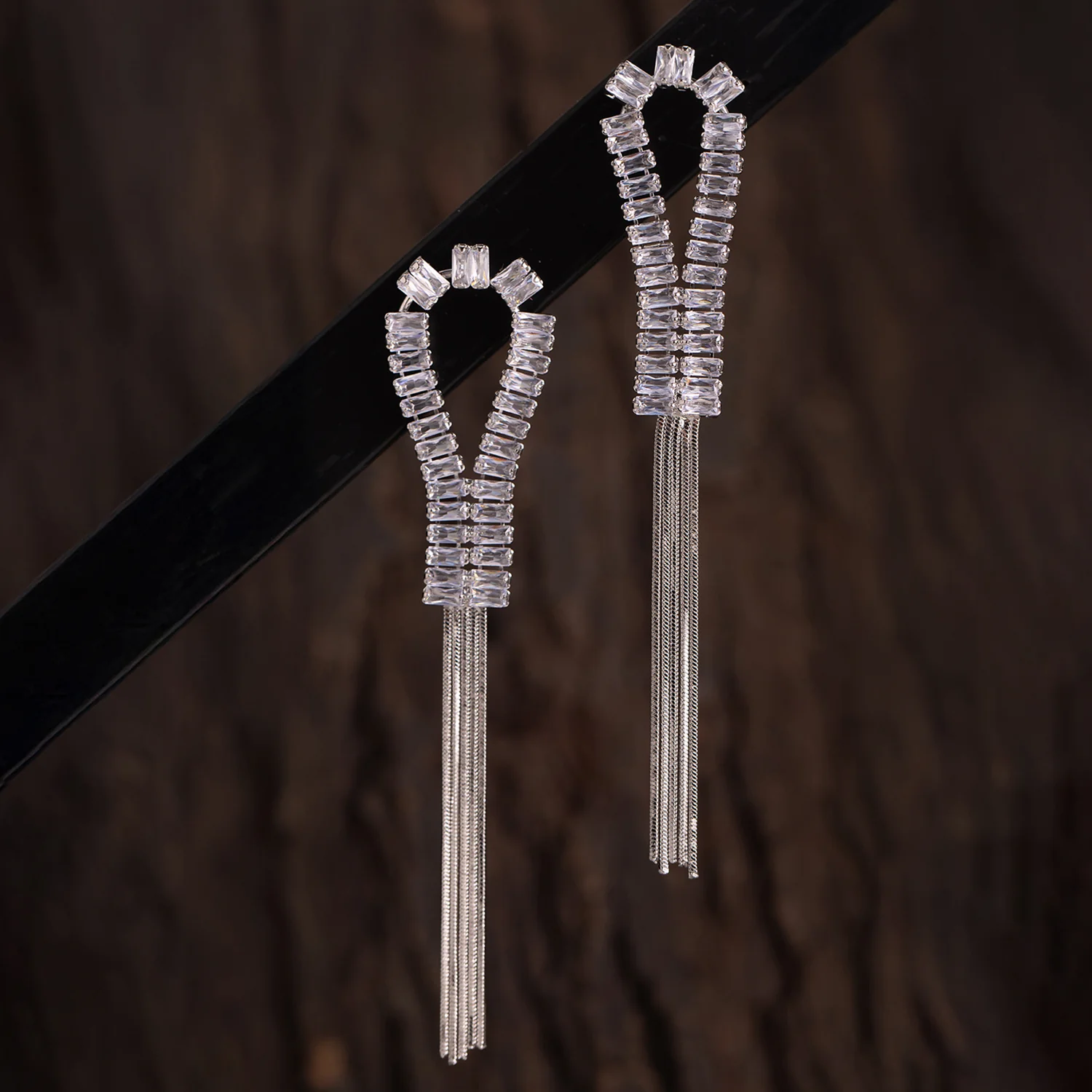 Korean Bling Icy Glamour Tassel Earrings