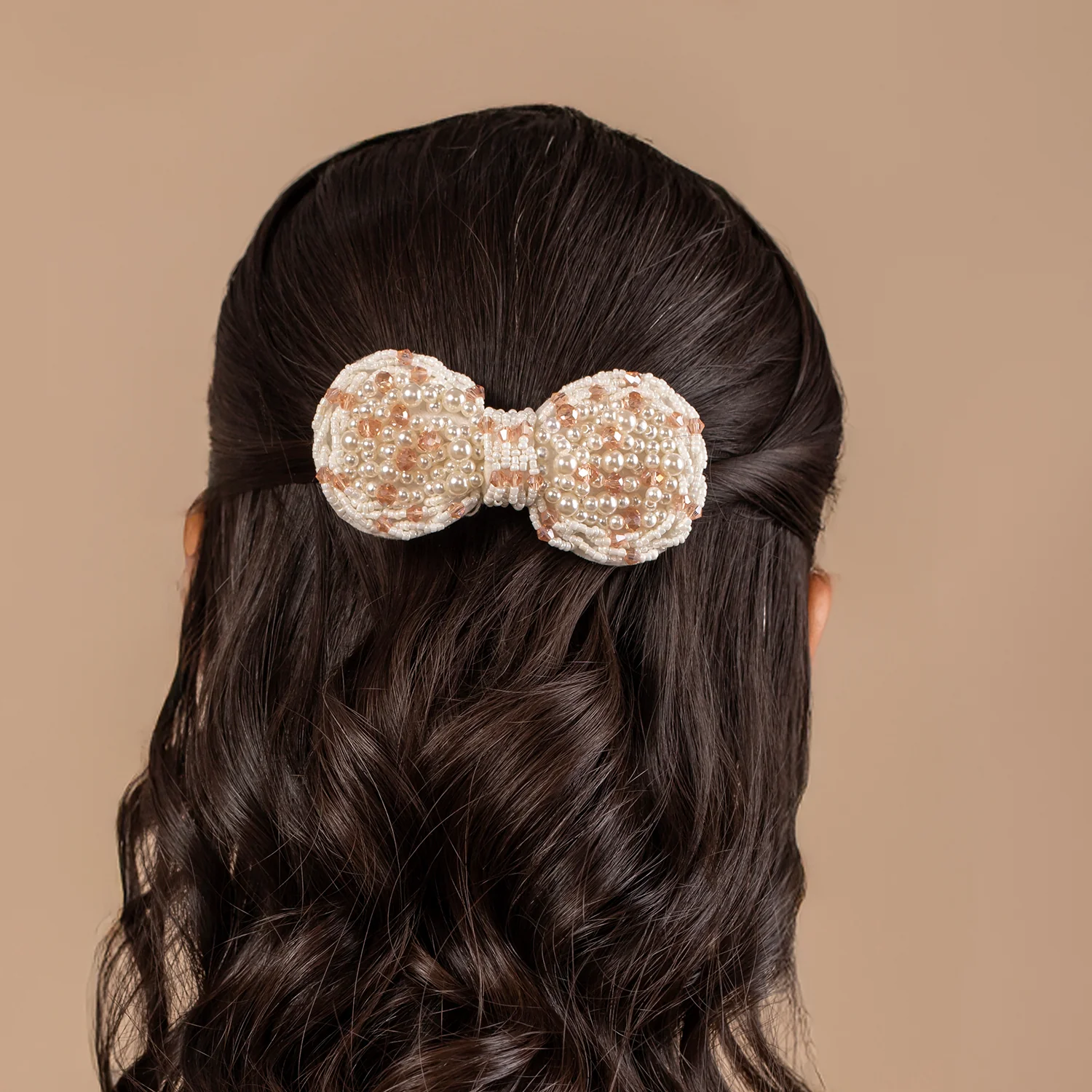 Korean Bling Pearl Blossom Bow Hair Clip - Image 2