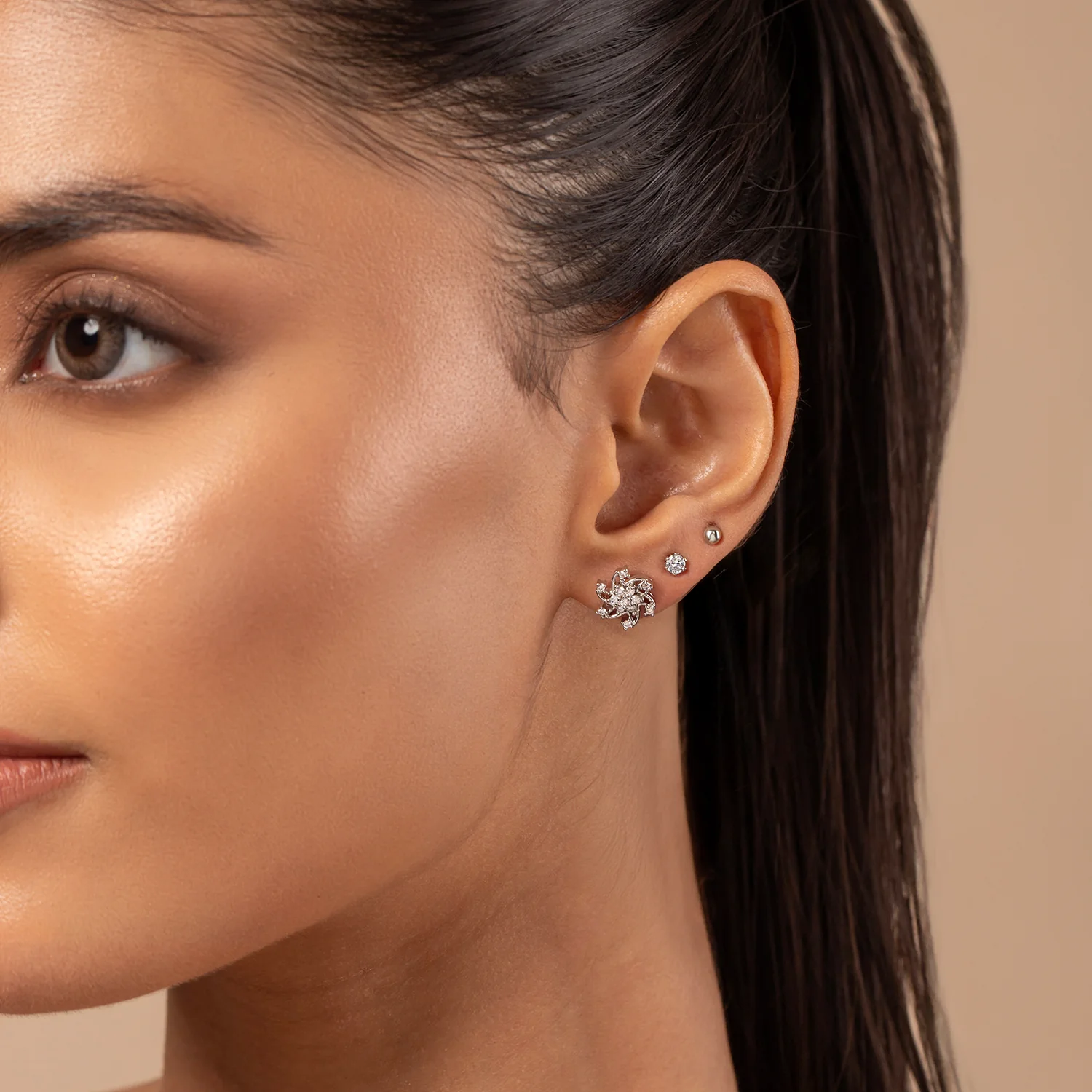 Korean Bling Silver Spark Trio Earrings Combo |Helix Earrings| - Image 2