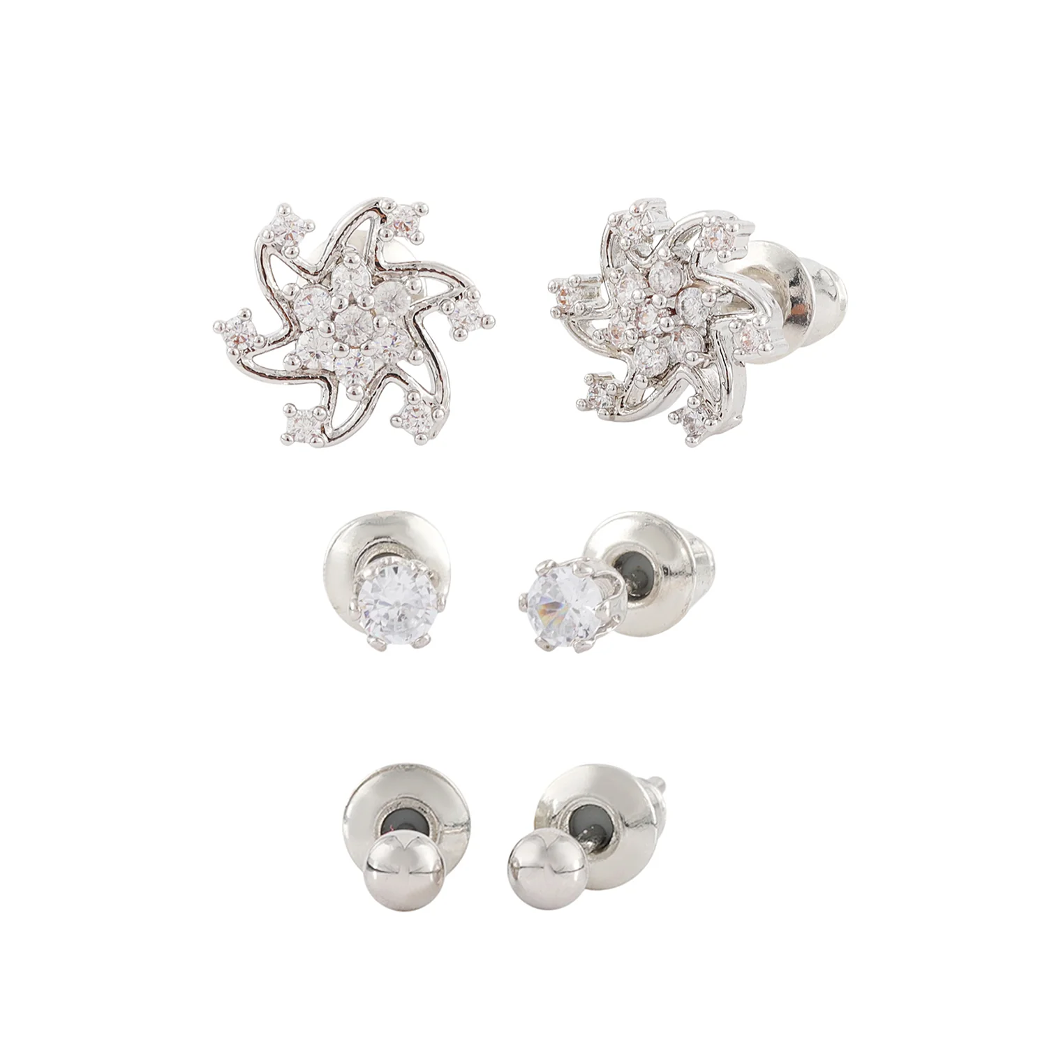 Korean Bling Silver Spark Trio Earrings Combo |Helix Earrings| - Image 4