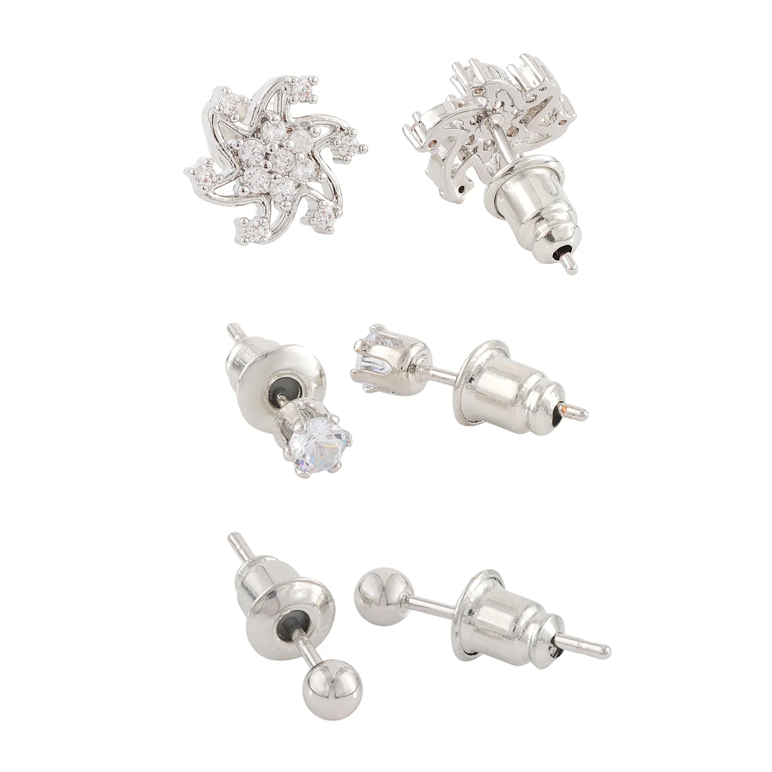 Korean Bling Silver Spark Trio Earrings Combo |Helix Earrings| - Image 5