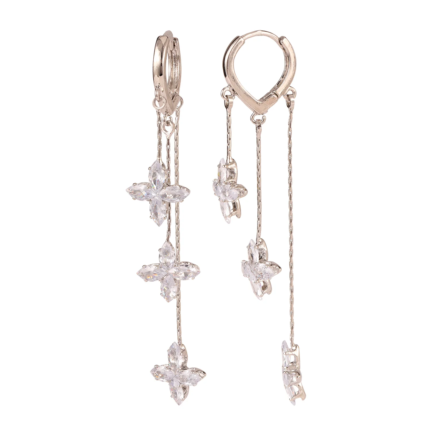 Korean Bling Starry Bloom Crystal Drop Earrings - Image 5