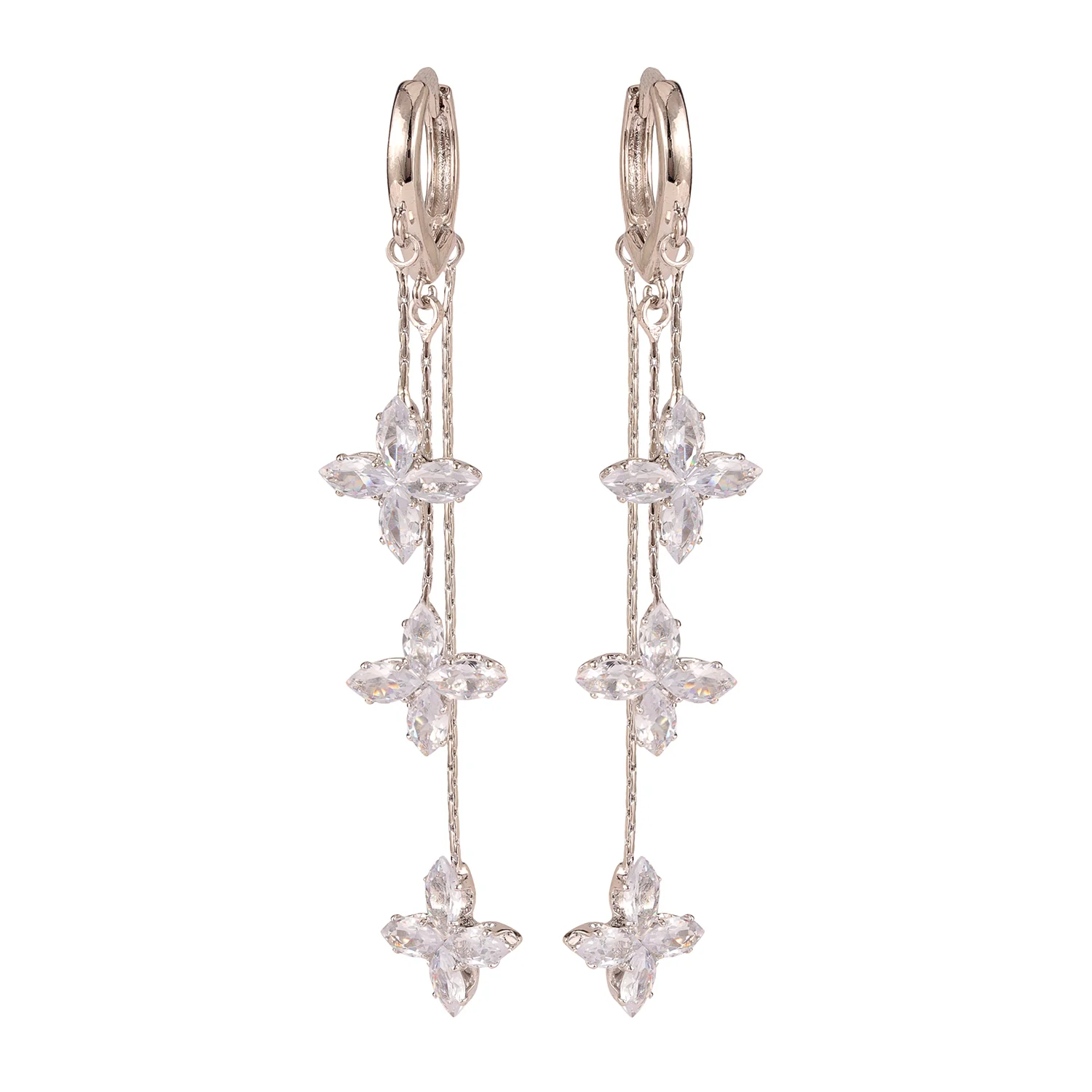 Korean Bling Starry Bloom Crystal Drop Earrings - Image 6