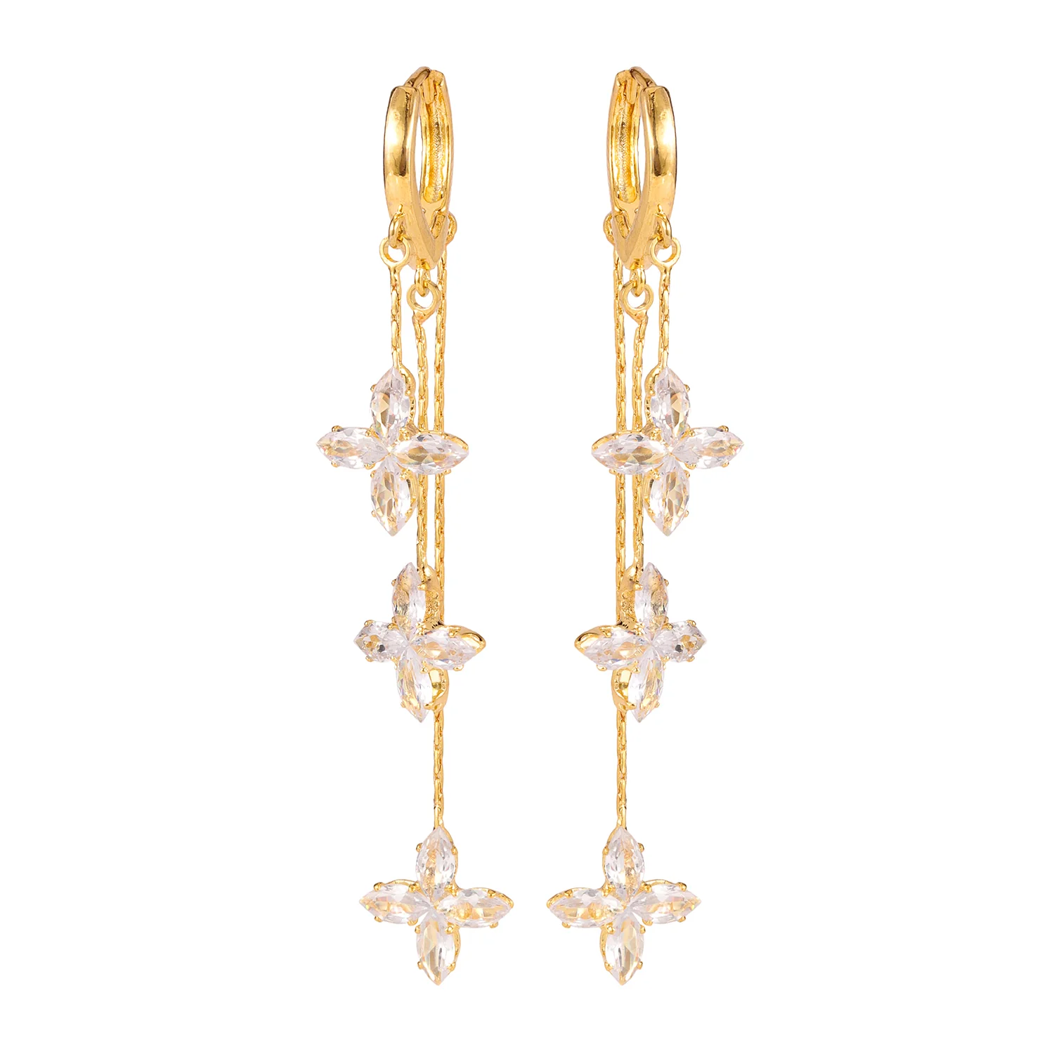 Korean Bling Starry Bloom Drop Earrings - Image 6