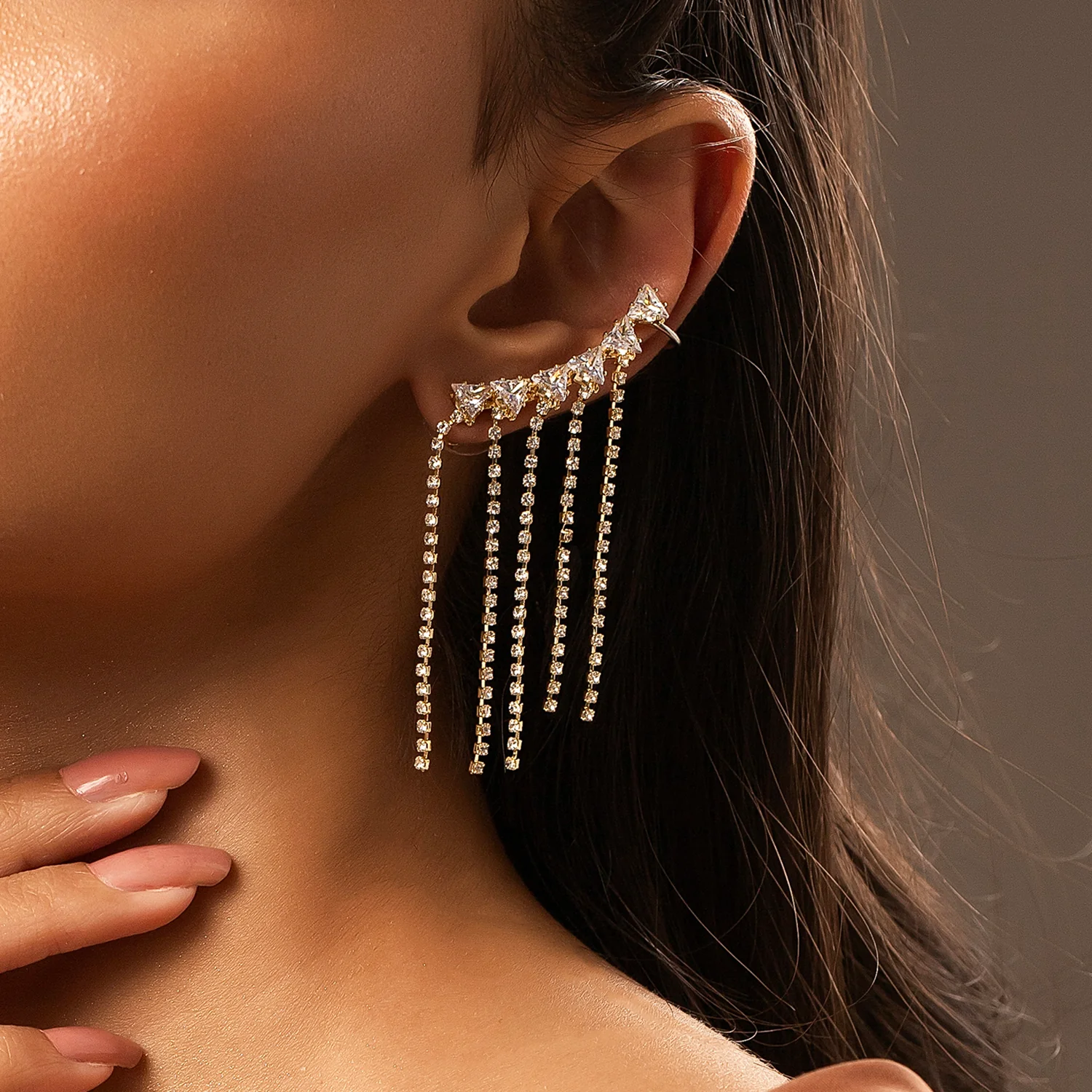 Korean Bling Sunbeam Glow Cuff Earrings - Image 2