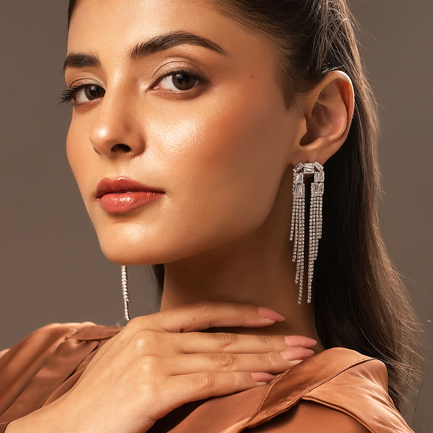 Korean Bling Twilight Glimmer Cascade Earrings - Image 3