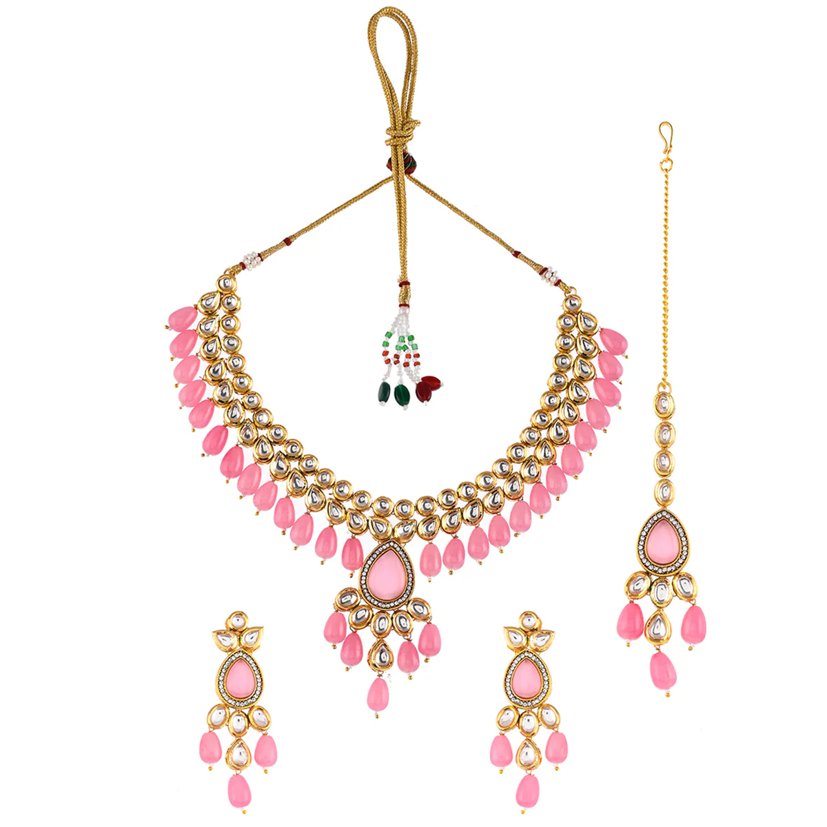 Kundan Elegance Beaded Kundan Maang Tika Set - Image 3