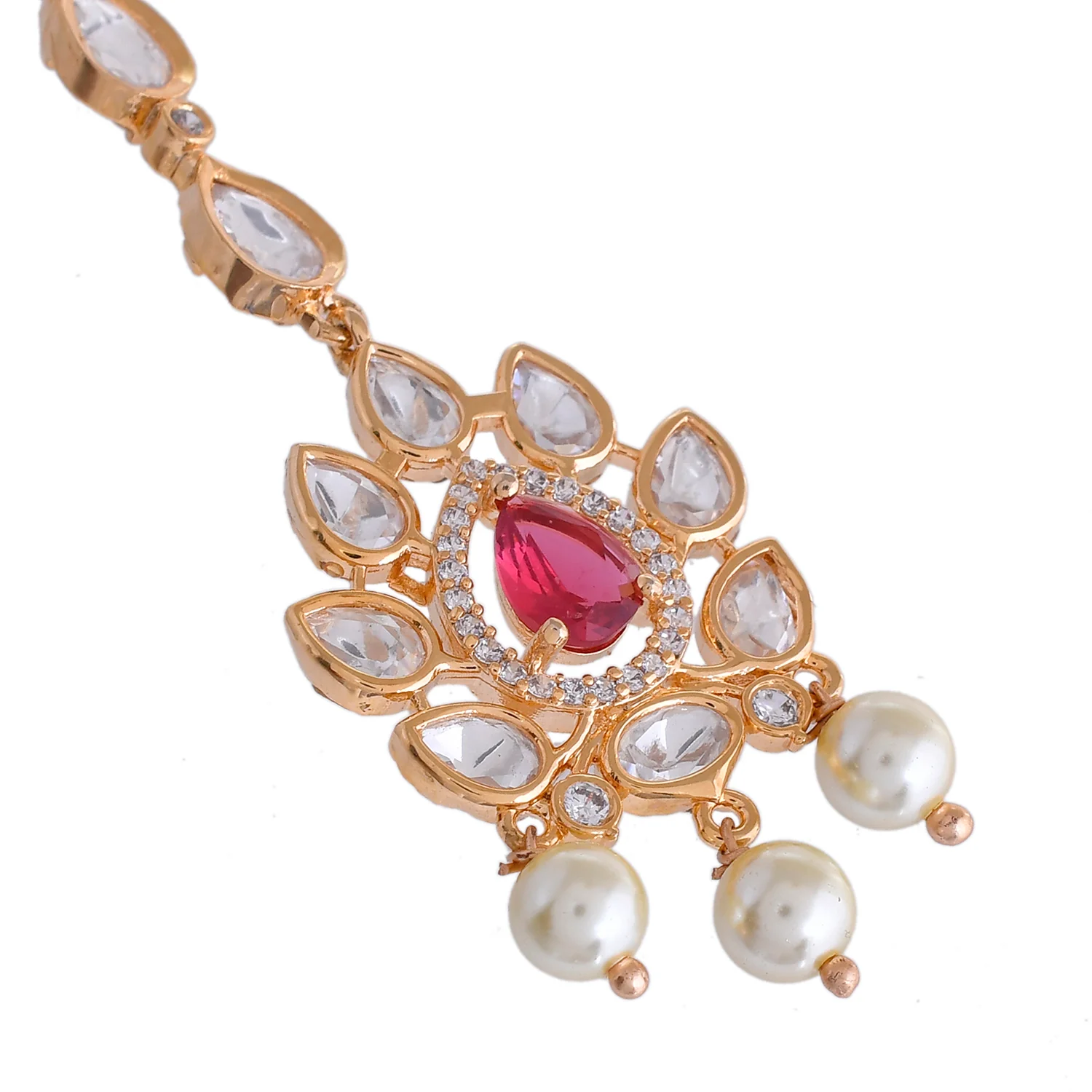Kundan Elegance Chandni Ruby Maang Tika - Image 4
