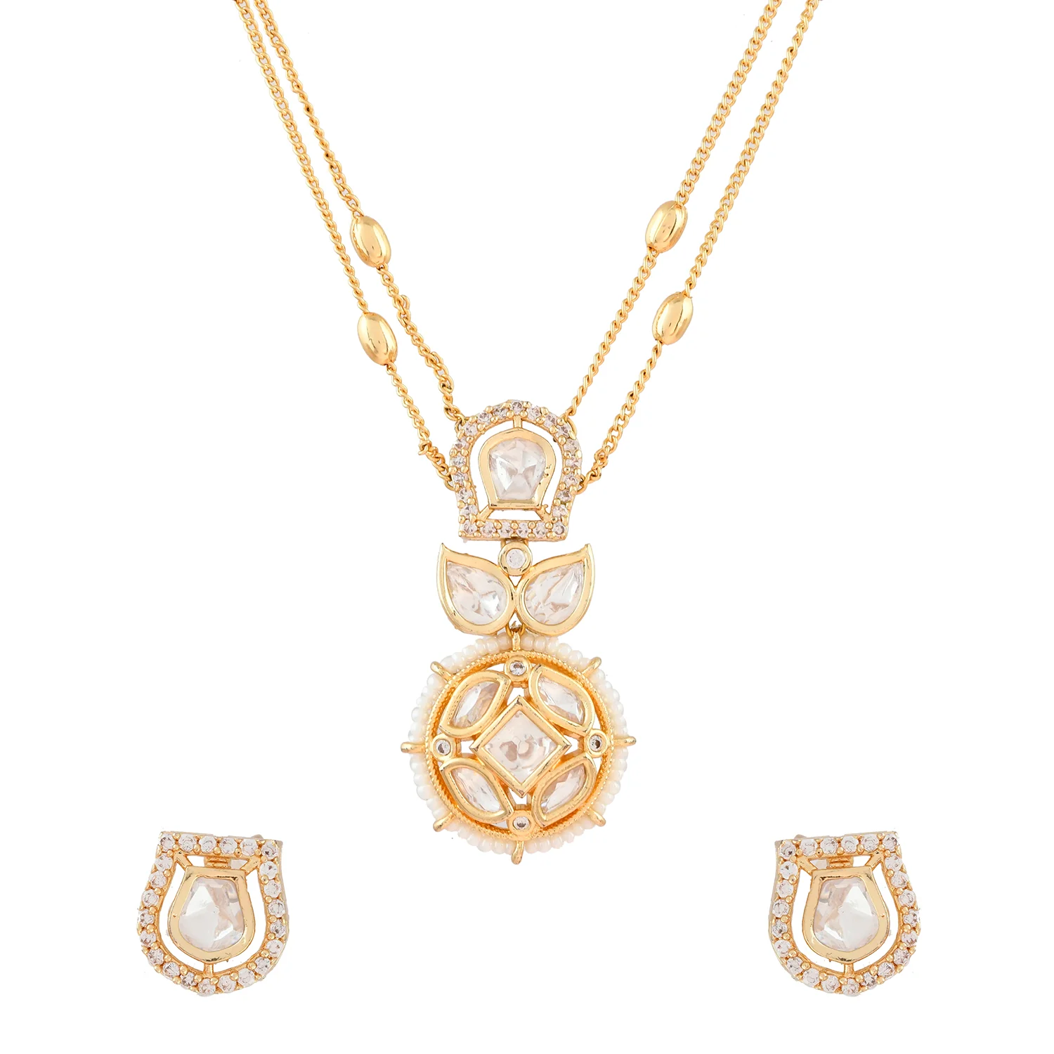 Kundan Elegance Elegant Allure Gold Necklace Set - Image 3