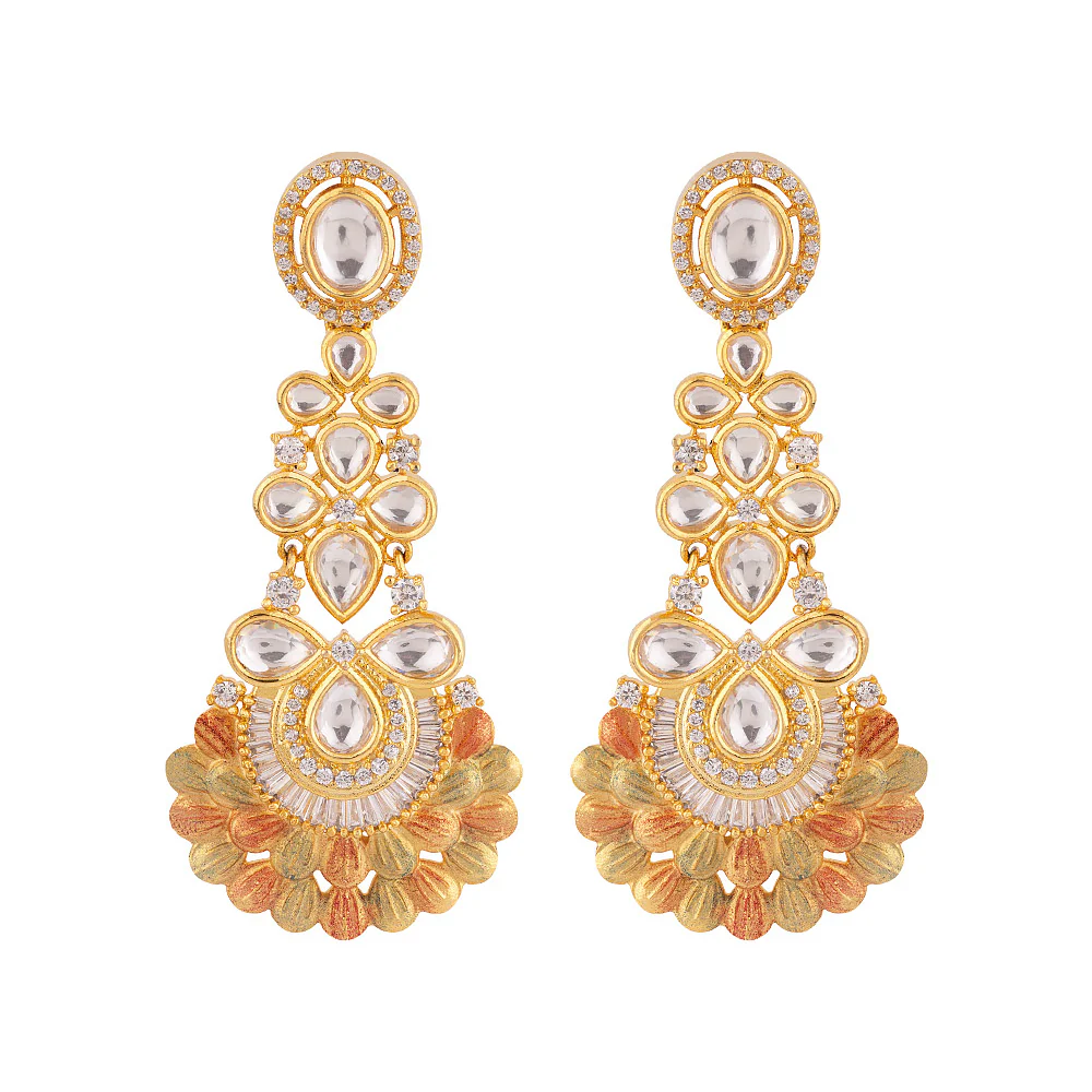 Kundan Elegance Ethnic Drop Earrings - Image 3