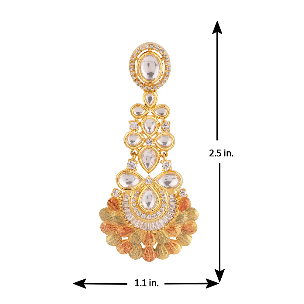 Kundan Elegance Ethnic Drop Earrings - Image 5