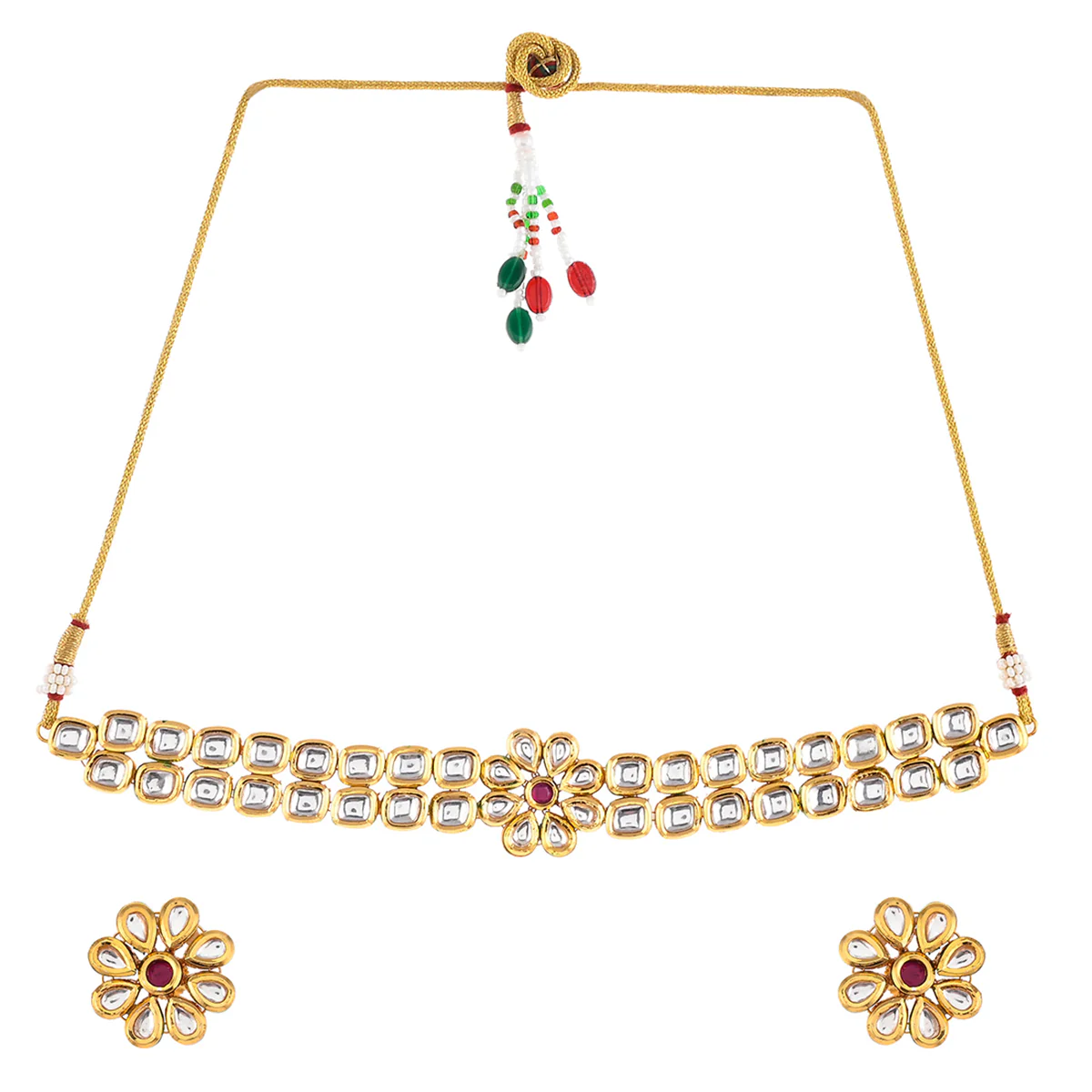 Kundan Elegance Floral Choker Jewellery Set - Image 3