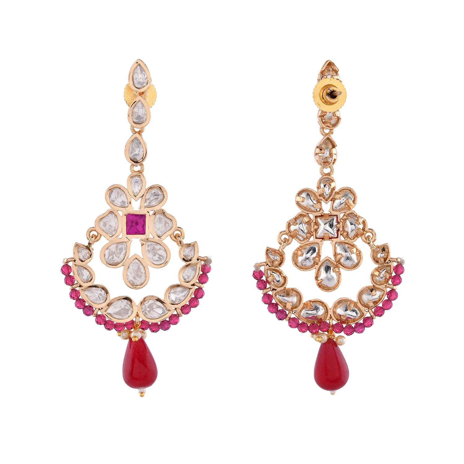 Kundan Elegance Ghoomar Dangler Earrings - Image 6