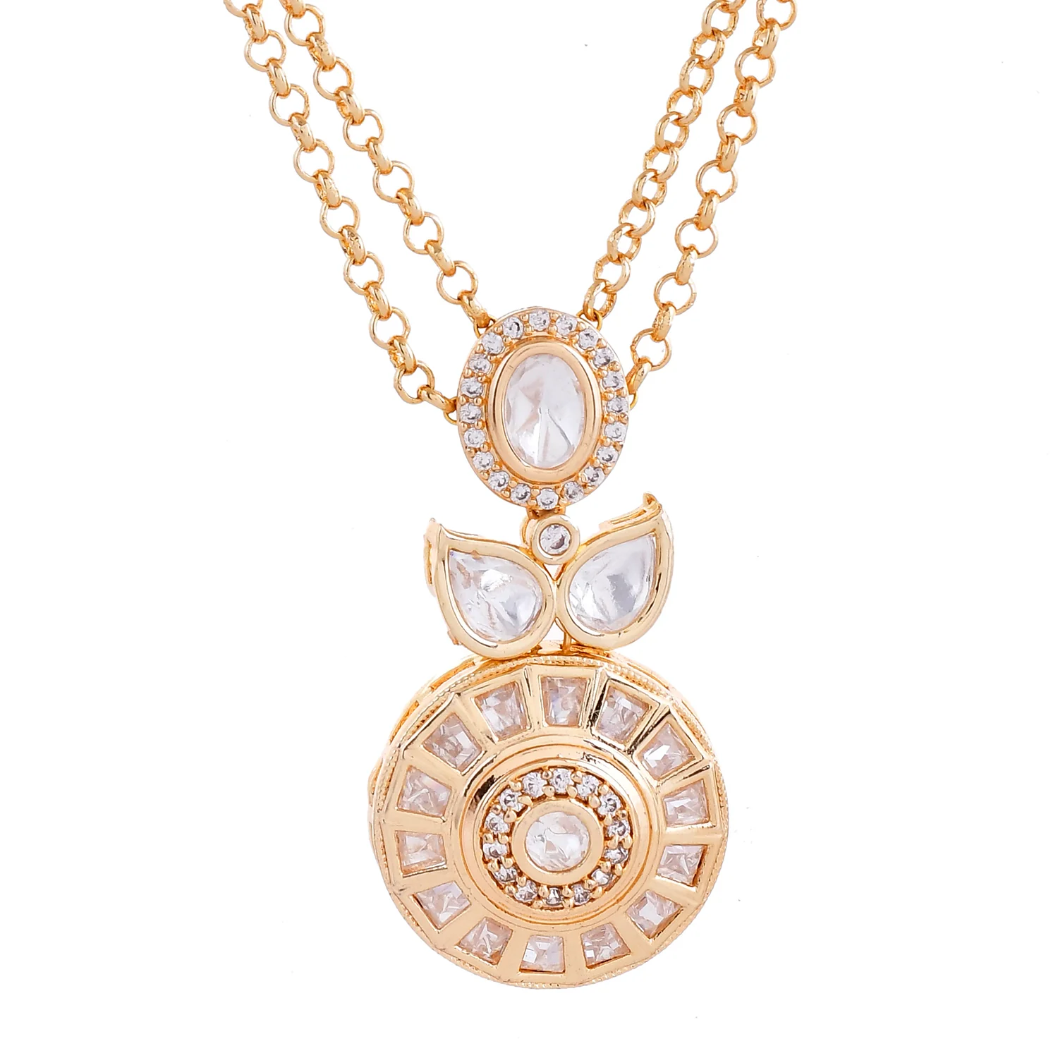 Kundan Elegance Majestic Ivory Pendant Set - Image 5