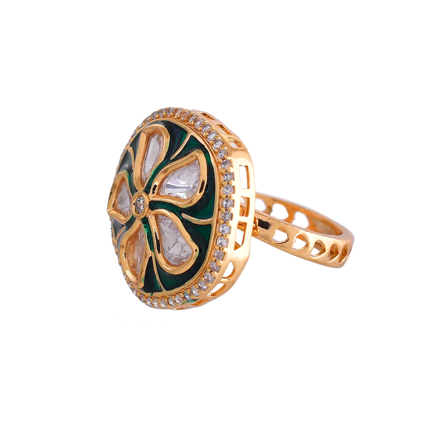 Kundan Elegance Marquess Ring - Image 4