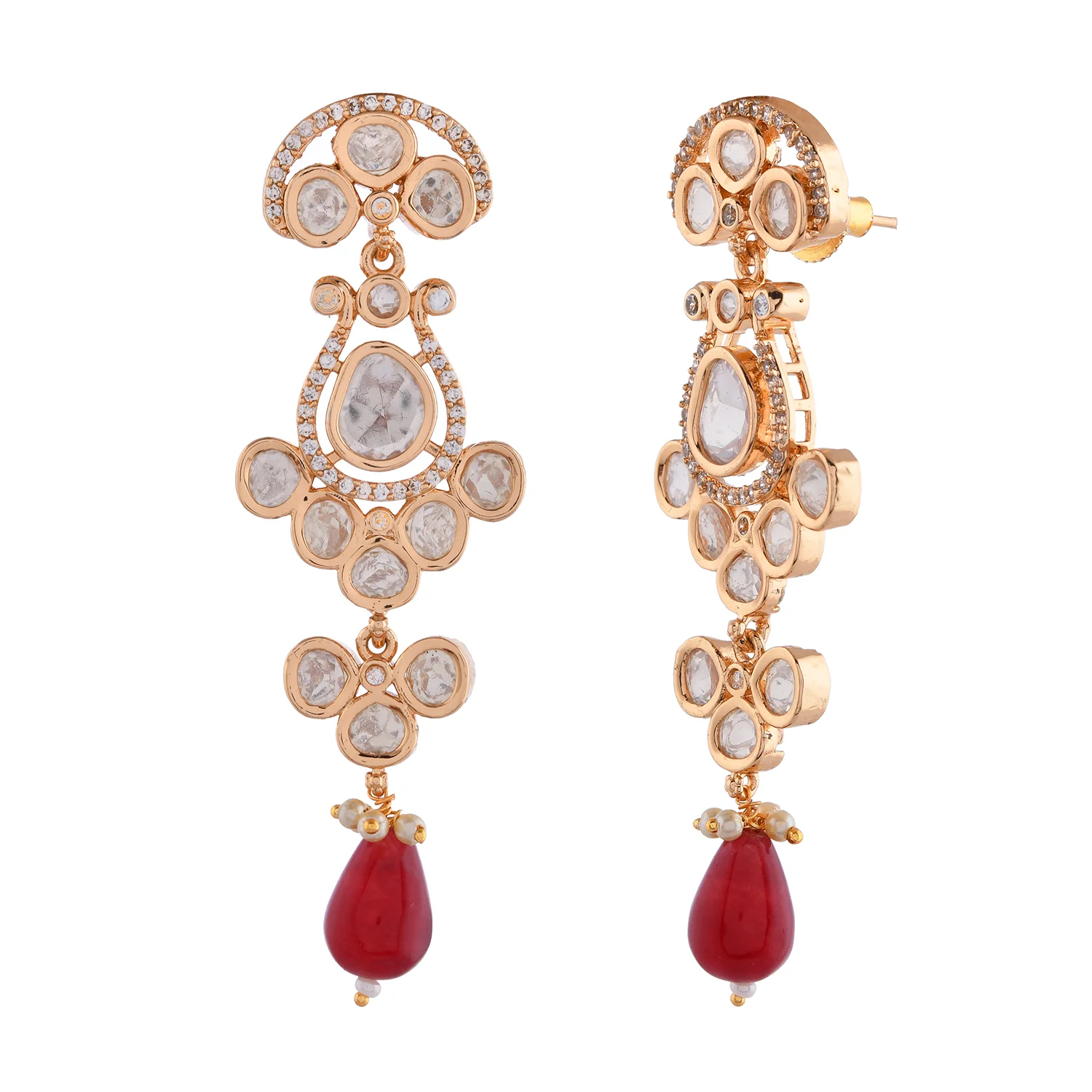 Kundan Elegance Mohini Dangler Earrings - Image 3