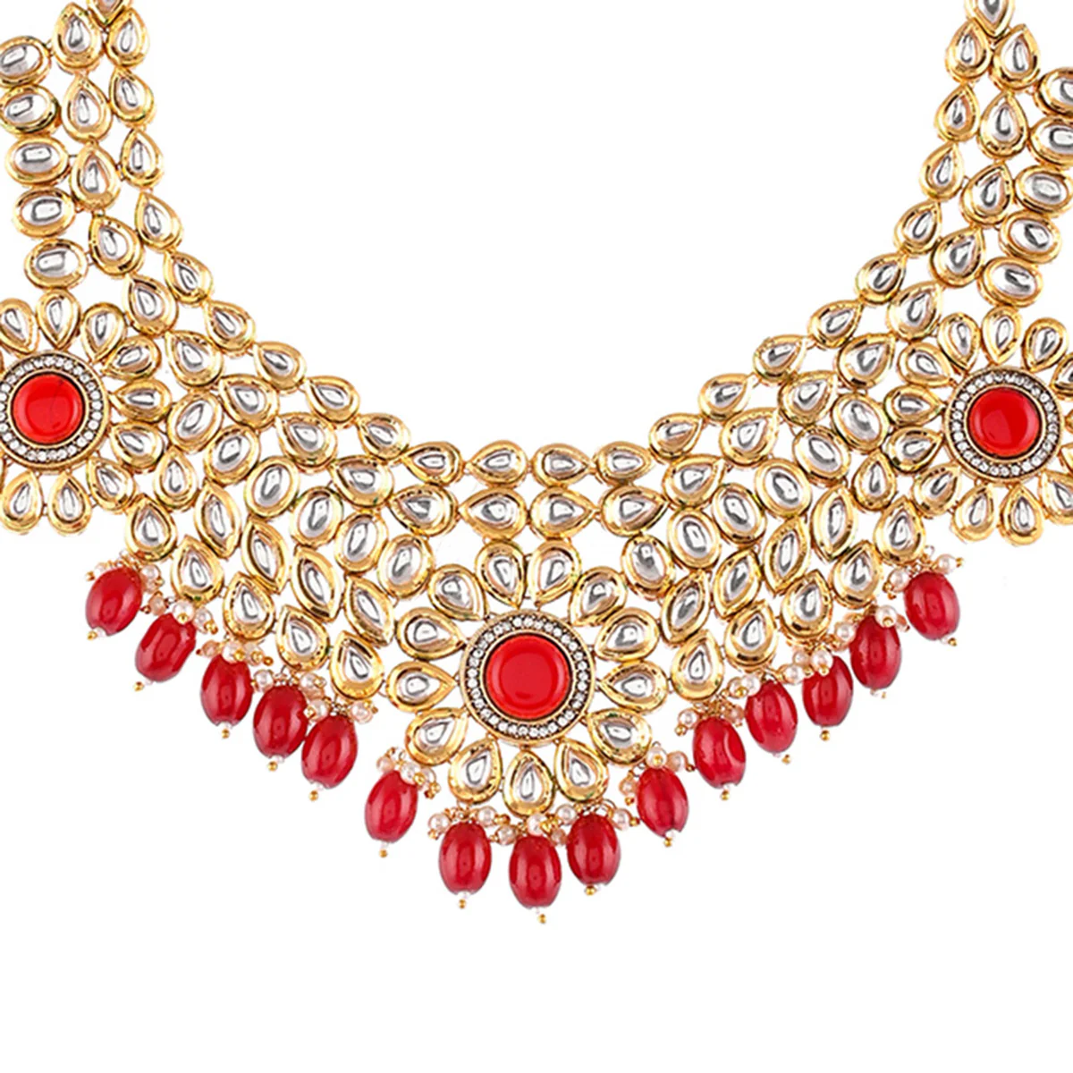 Kundan Elegance Opulent Teardrop Maang Tika Set - Image 4
