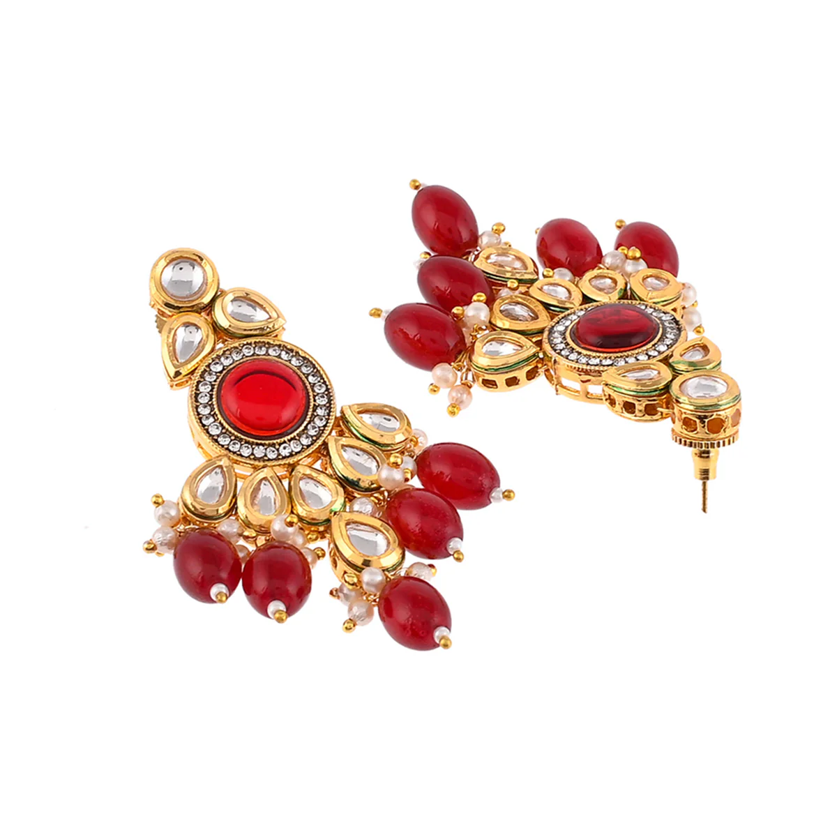 Kundan Elegance Opulent Teardrop Maang Tika Set - Image 5