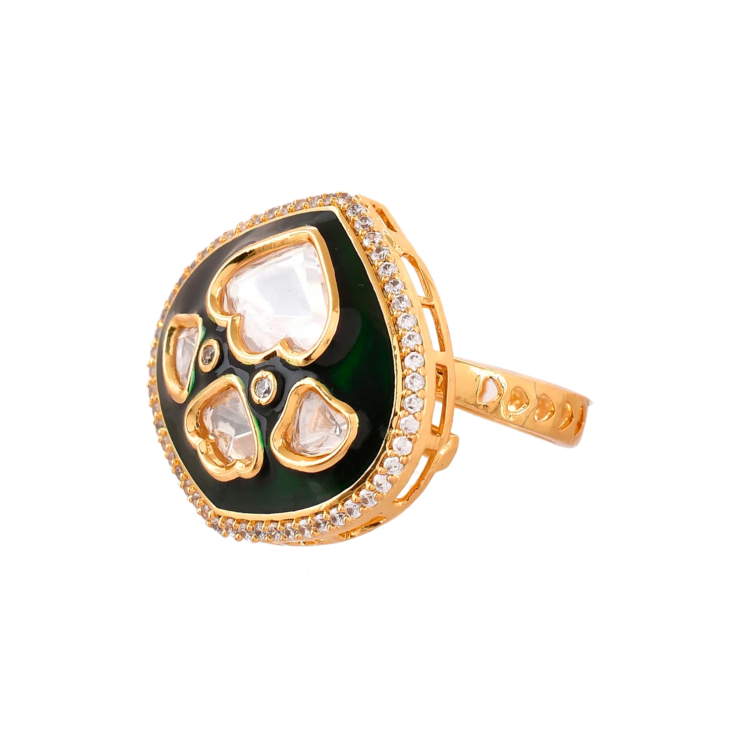 Kundan Elegance Rajputana Ring - Image 4