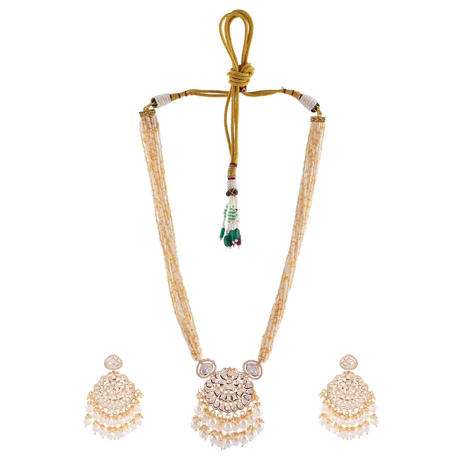 Kundan Elegance Rajwada Haar Necklace Set - Image 4