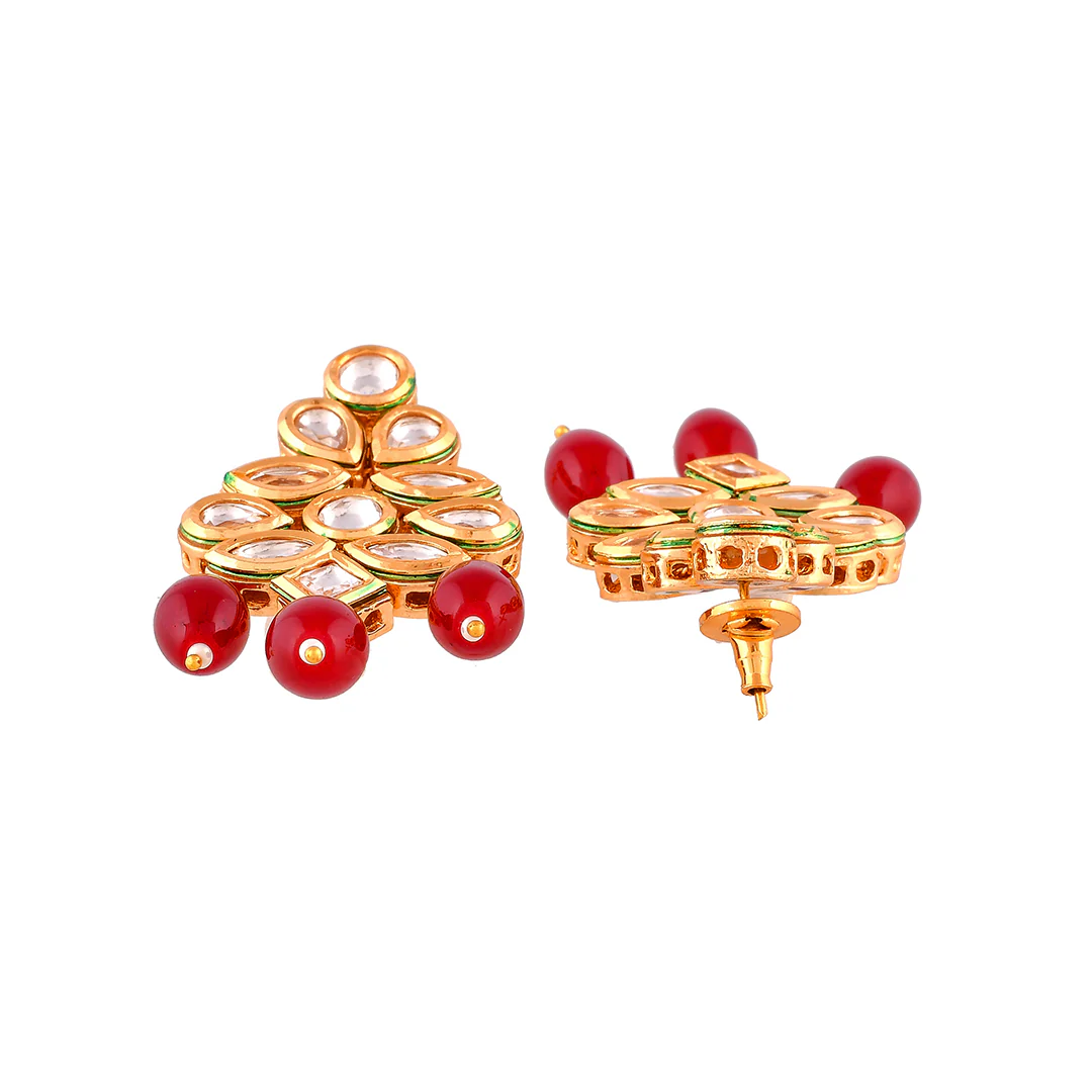 Kundan Elegance Red Beads and Faux Kundan Opulent Maang Tika Set - Image 7